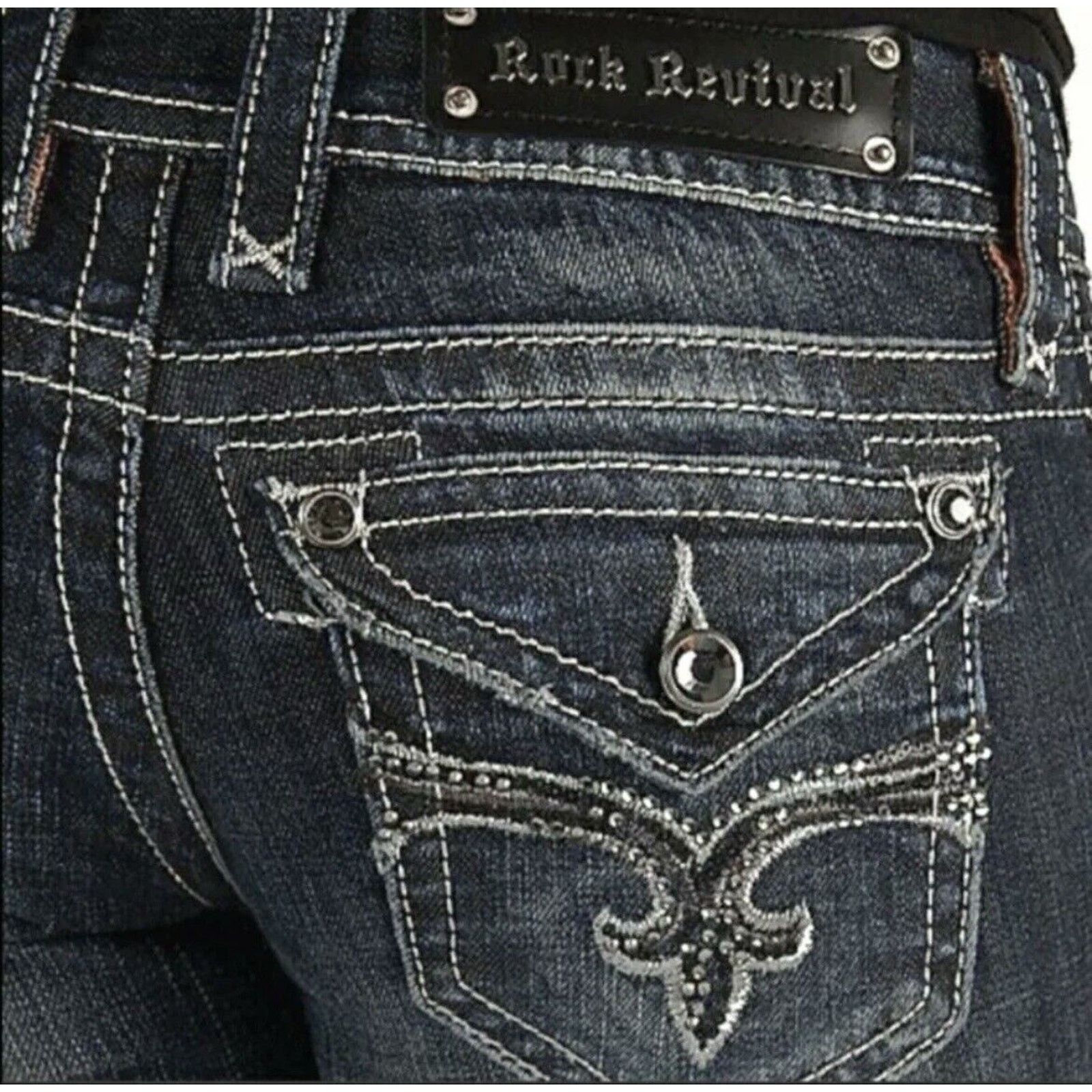 Rock Revival Rock Revival Women Evelyn Bt Cut Jeans Bling Women Size 27 Size 27" / US 4 / IT 40 - 21 Thumbnail