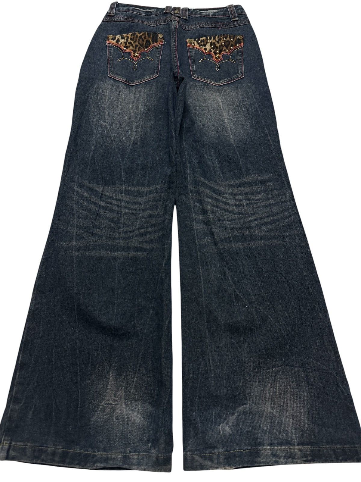 Tornado Mart BAGGY FLARE LEOPARD STUDDED ROMWE MUDMAX SICK BOOTCUT Size US 28 / EU 44 - 2 Thumbnail