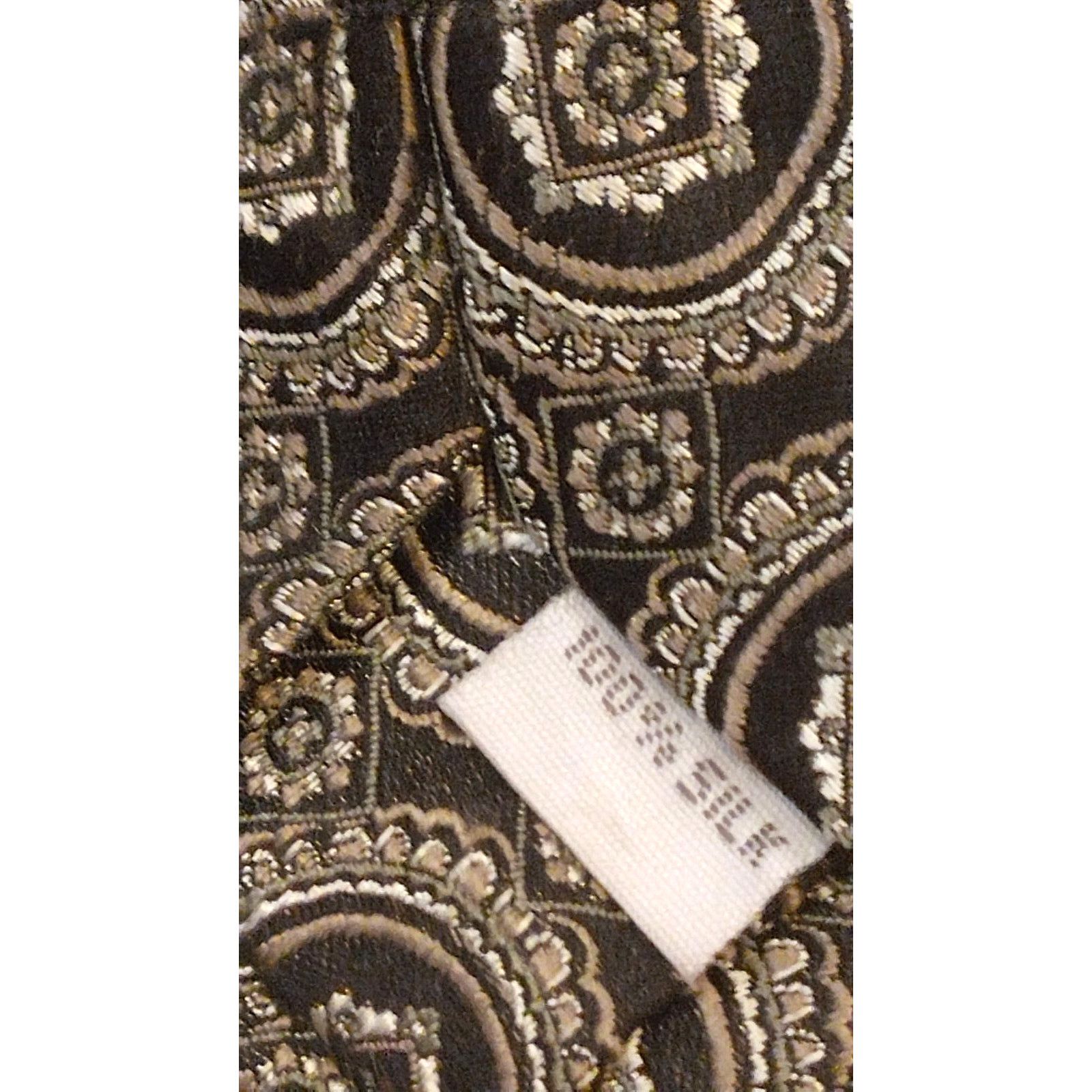 Burma Bibas Burma Bibas Men's Silk 59" Neck Tie Black w/Gold Silver Med. Size ONE SIZE - 5 Thumbnail