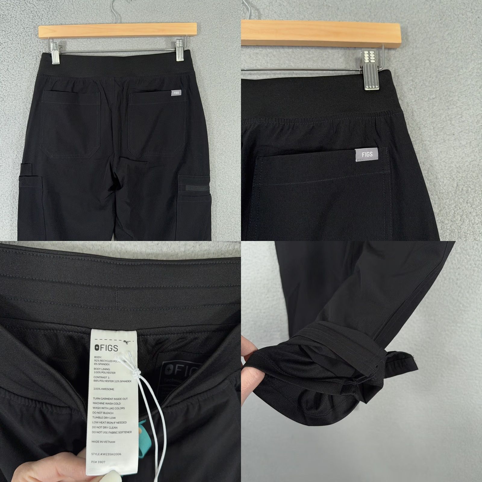 Vintage FIGS Yola Pants Womens XS Black FreeX Lined Scrub Technical Collection Medical Nursing Size 26" / US 2 / IT 38 - 9 Thumbnail