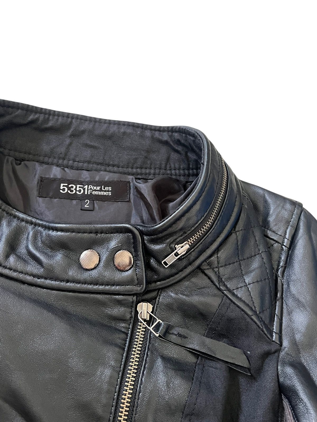 5351 POUR LES HOMMES × Genuine Leather 5351 Pour Les Femmes Sheepskin Leather Riding Jacket Size S / US 4 / IT 40 - 8 Thumbnail