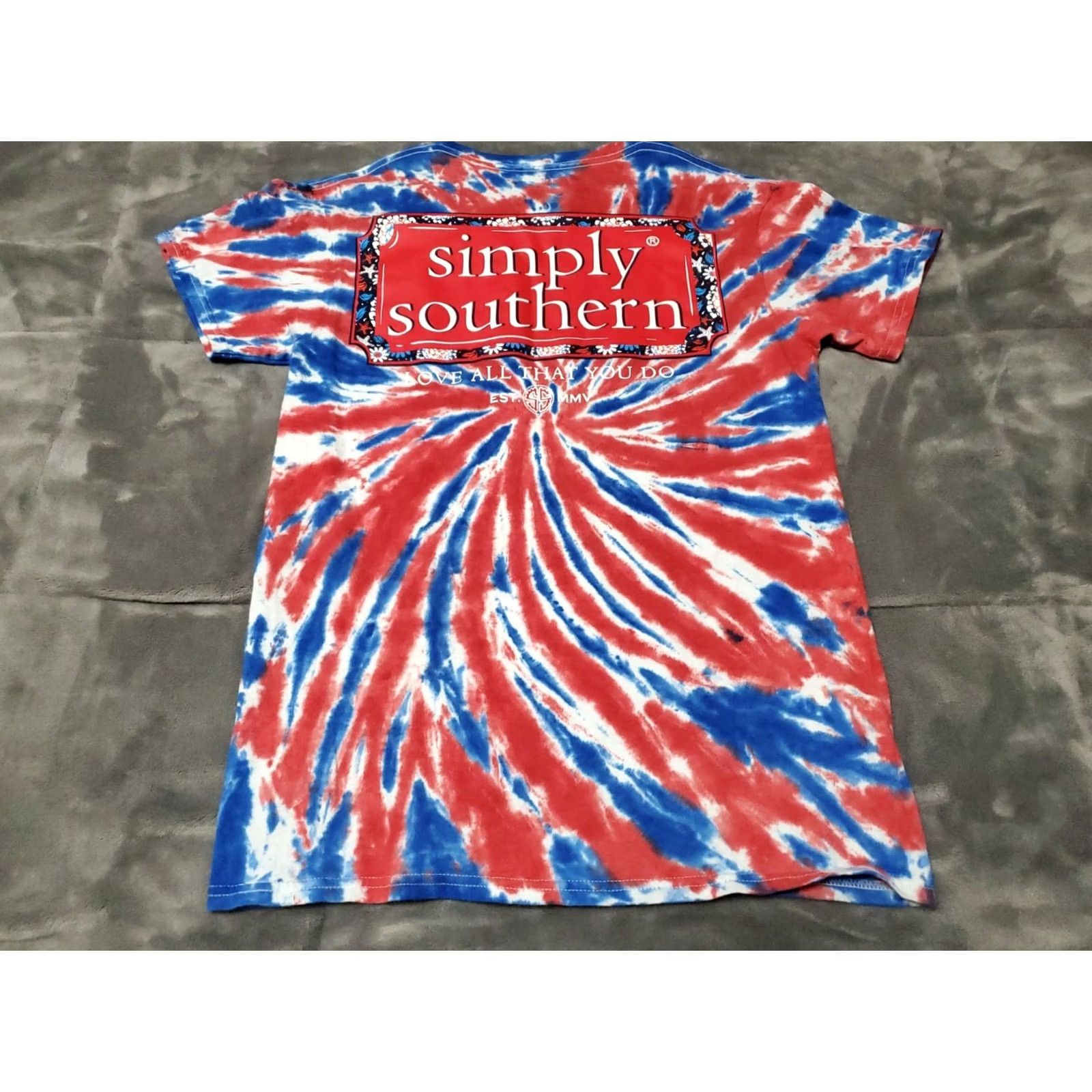 Vintage Simply Southern Tie Dye TShirt Crew Neck Short Sleeve Women XS? No size given. Size S / US 4 / IT 40 - 4 Thumbnail