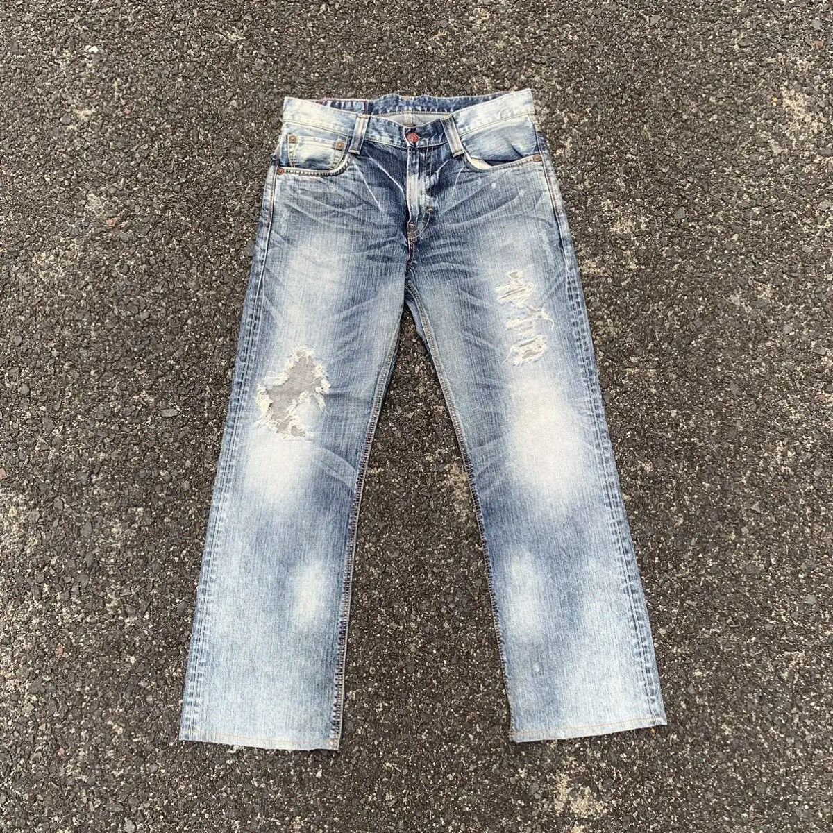 Japanese Brand 🔥THRASHED🔥Japanese Vintage Jeans Faded Wash Denim Pants Size US 34 / EU 50 - 1 Thumbnail