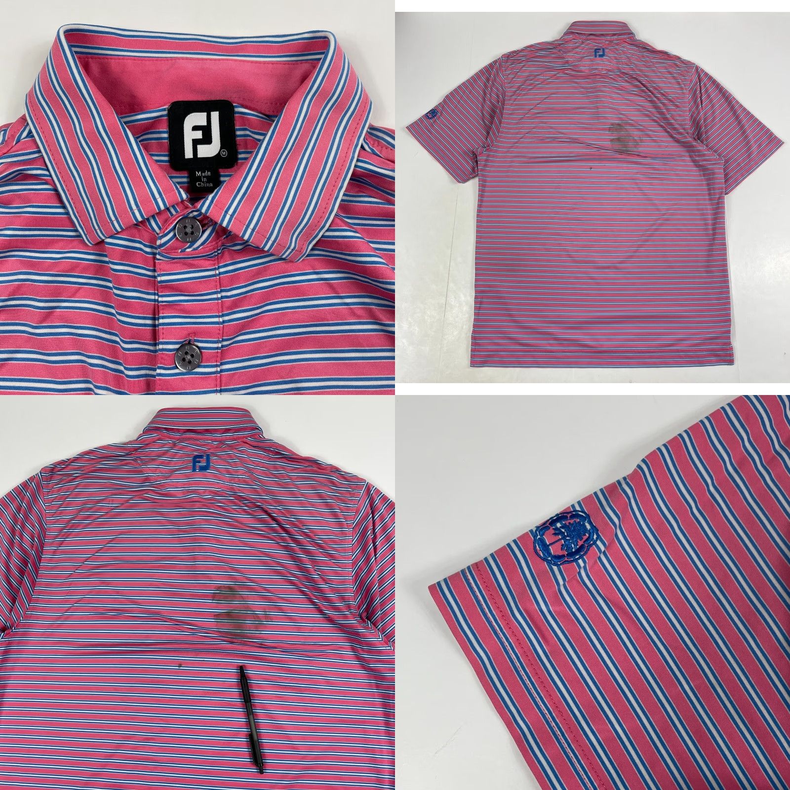 Footjoy FootJoy Polo Shirt Mens Medium Pink Golf Short Sleeve Collared Stretch Striped Size US M / EU 48-50 / 2 - 8 Thumbnail