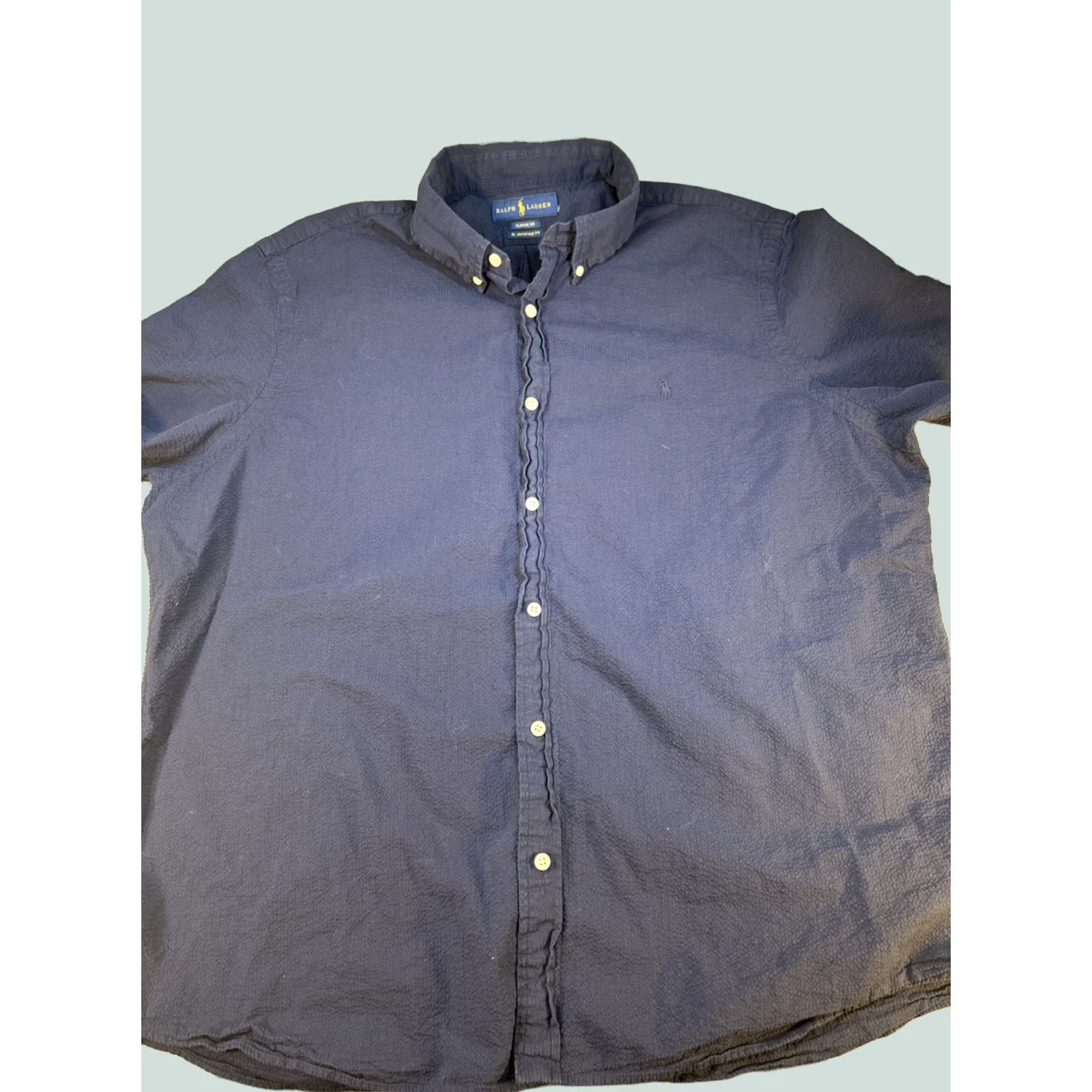 Polo Ralph Lauren Polo Ralph Lauren Mens Button-Down Shirt Navy Blue Cotton Size L Size US L / EU 52-54 / 3 - 1 Thumbnail