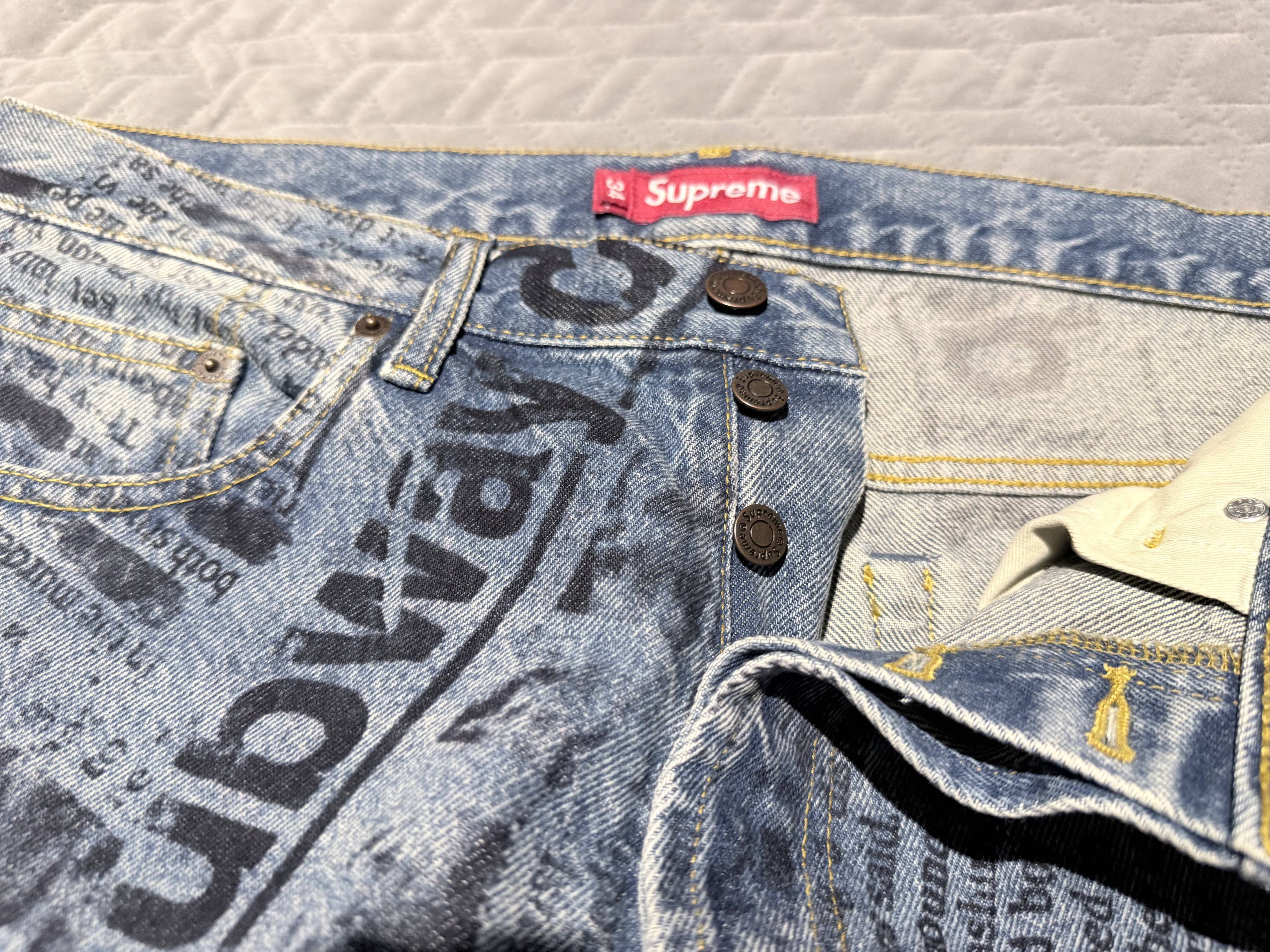 Supreme Supreme Newspaper Print Denim Jeans – Blue Size US 34 / EU 50 - 6 Thumbnail