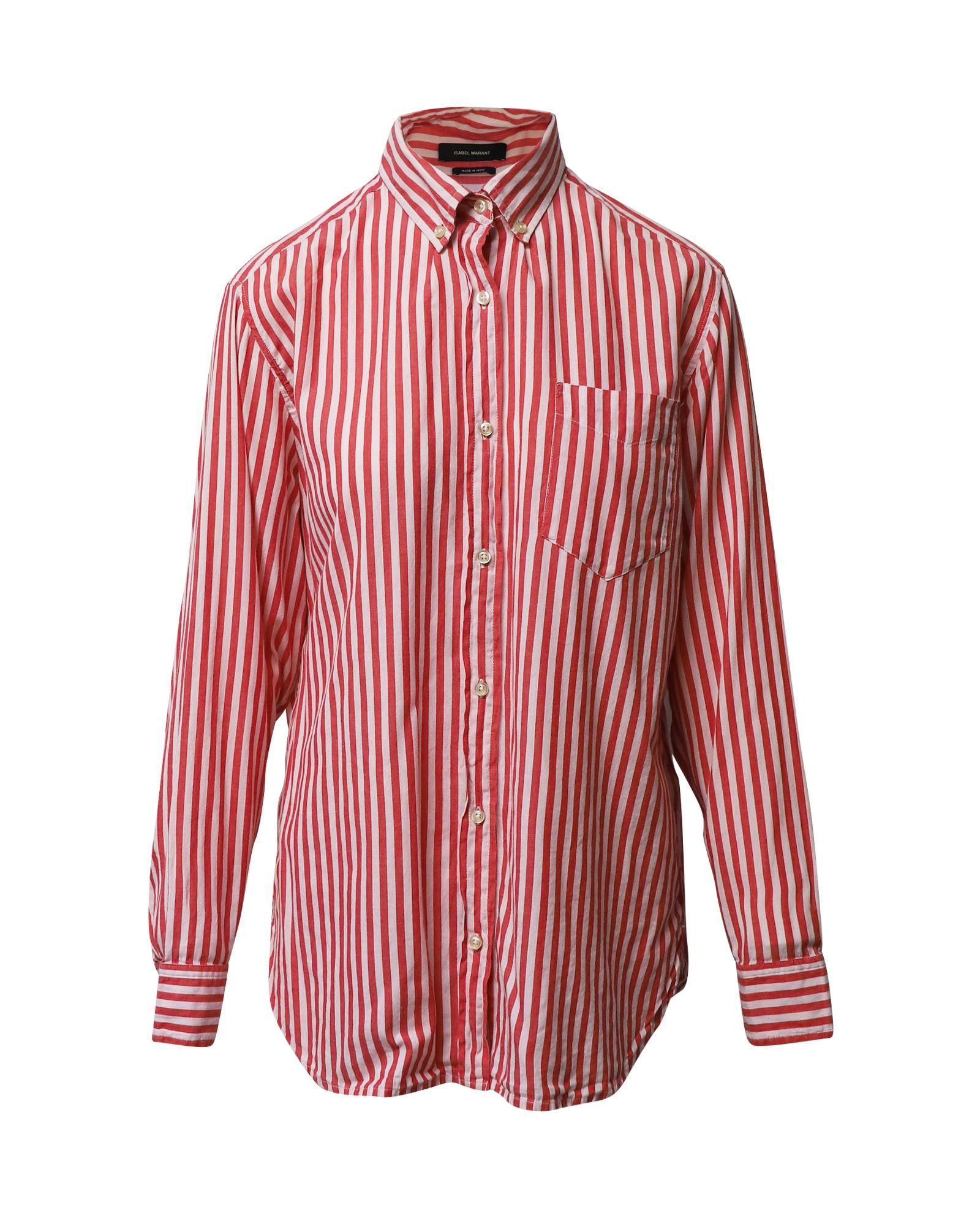 image of Long Sleeve Red Print Cotton Shirt By Isabel Marant, Women's (Size Small)