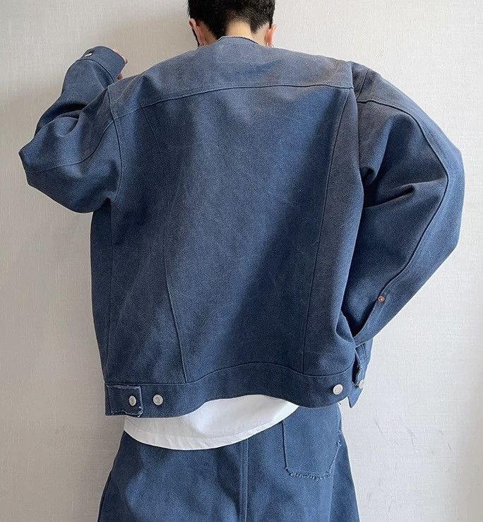 Japanese Brand × Vintage Avant garde punk faded oversized frayed collarless jacket Size US XXL / EU 58 / 5 - 3 Thumbnail
