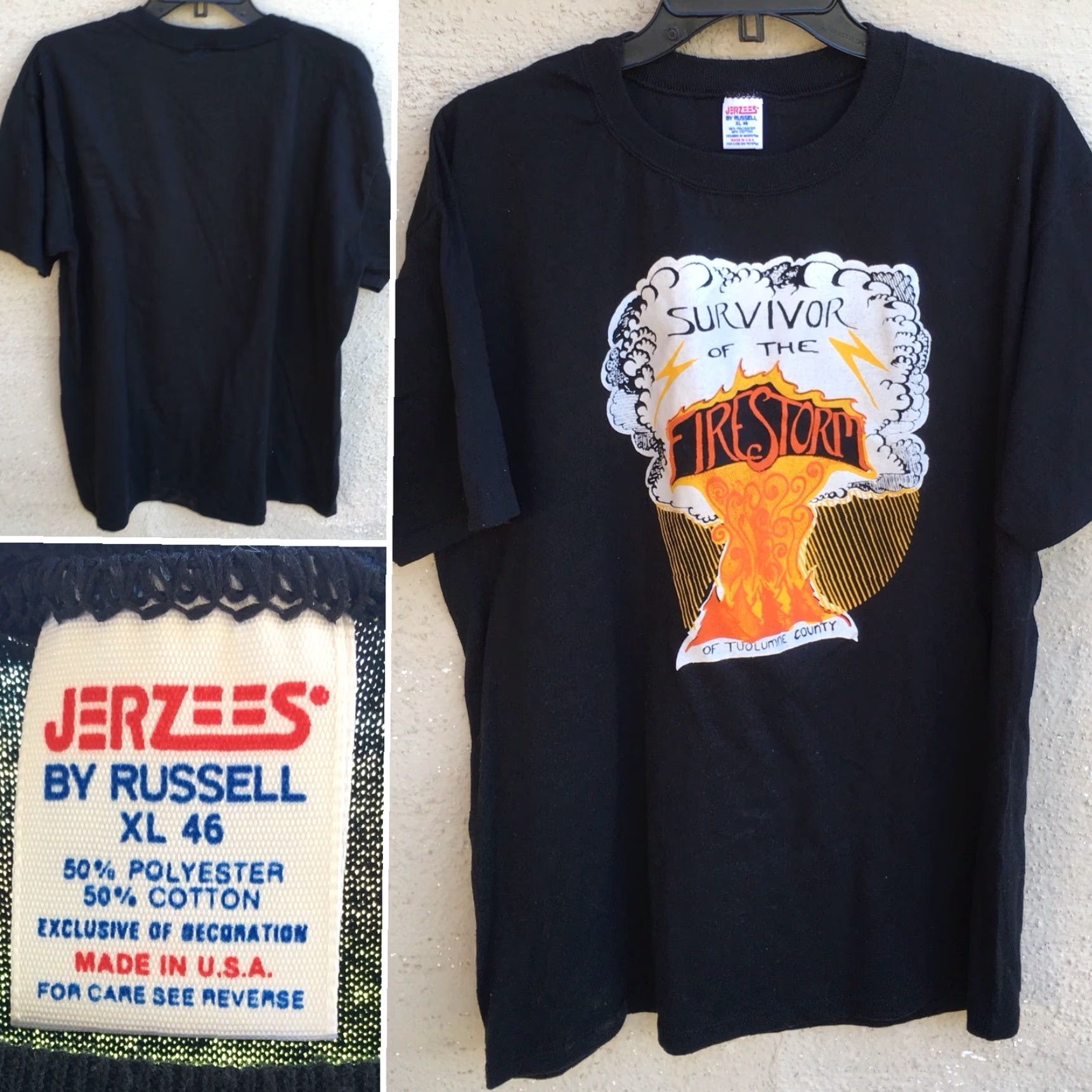 Jerzees VINTAGE Survivor Of The Firestorm Of Tuolumne County T Shirt Jerzees By Russell Size US XL / EU 56 / 4 - 2 Thumbnail