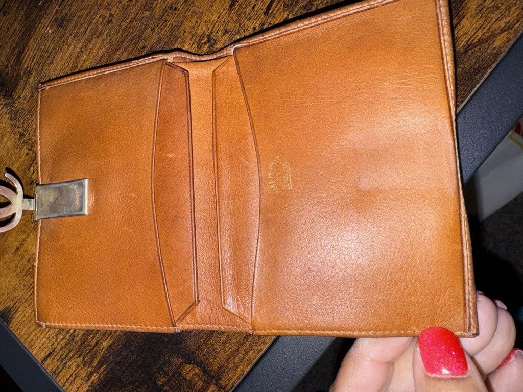 Gucci Diagonal Striped Canvas Leather Trim Bifold 70’s 80’s
