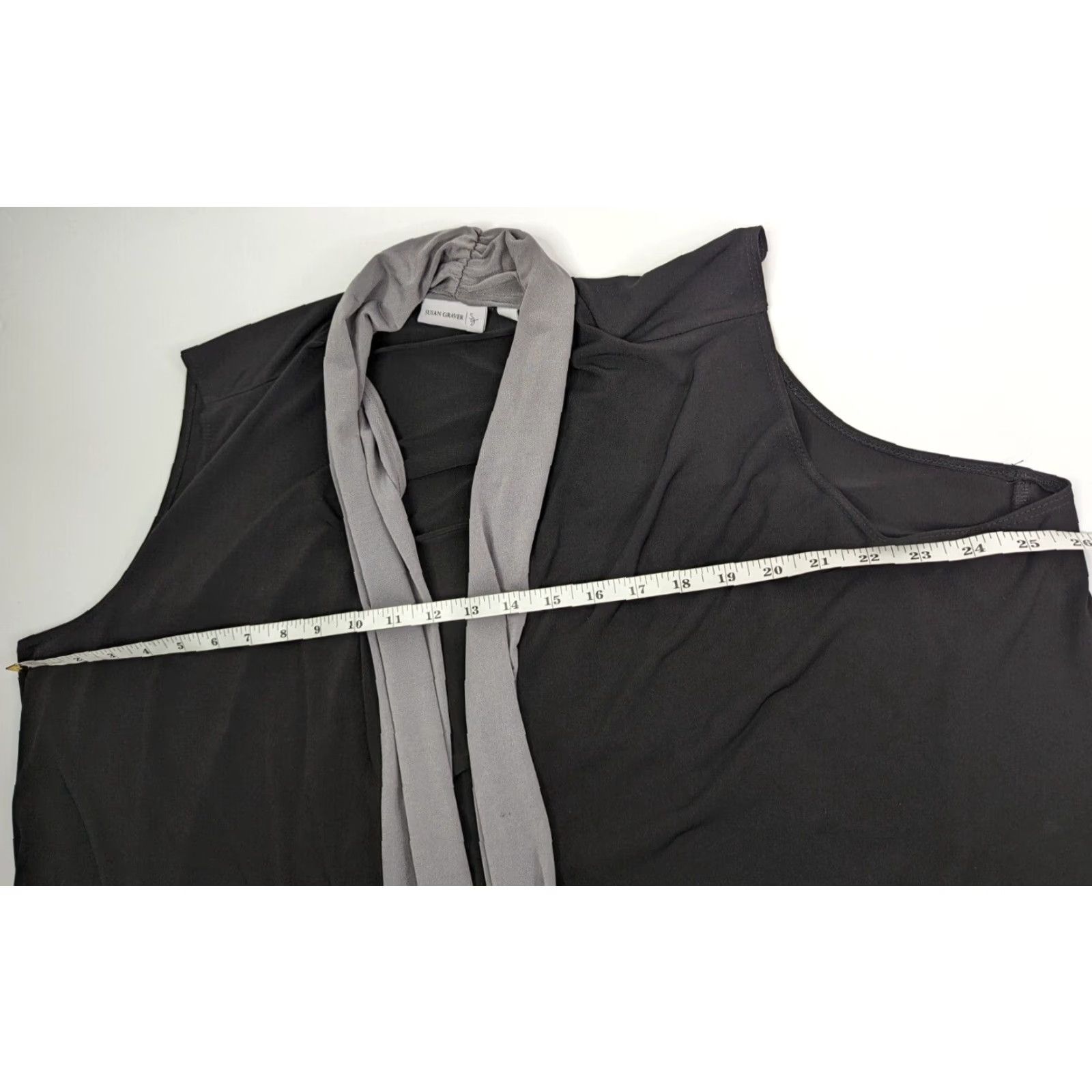 Vintage Susan Graver Cardigan Womens 2X Sleeveless V-Neck Black Grey Open Front Knit Sweater Casual Workwear Night Party (All Seasons) US Size XXL / US 16-18 / IT 52-54 - 5 Thumbnail