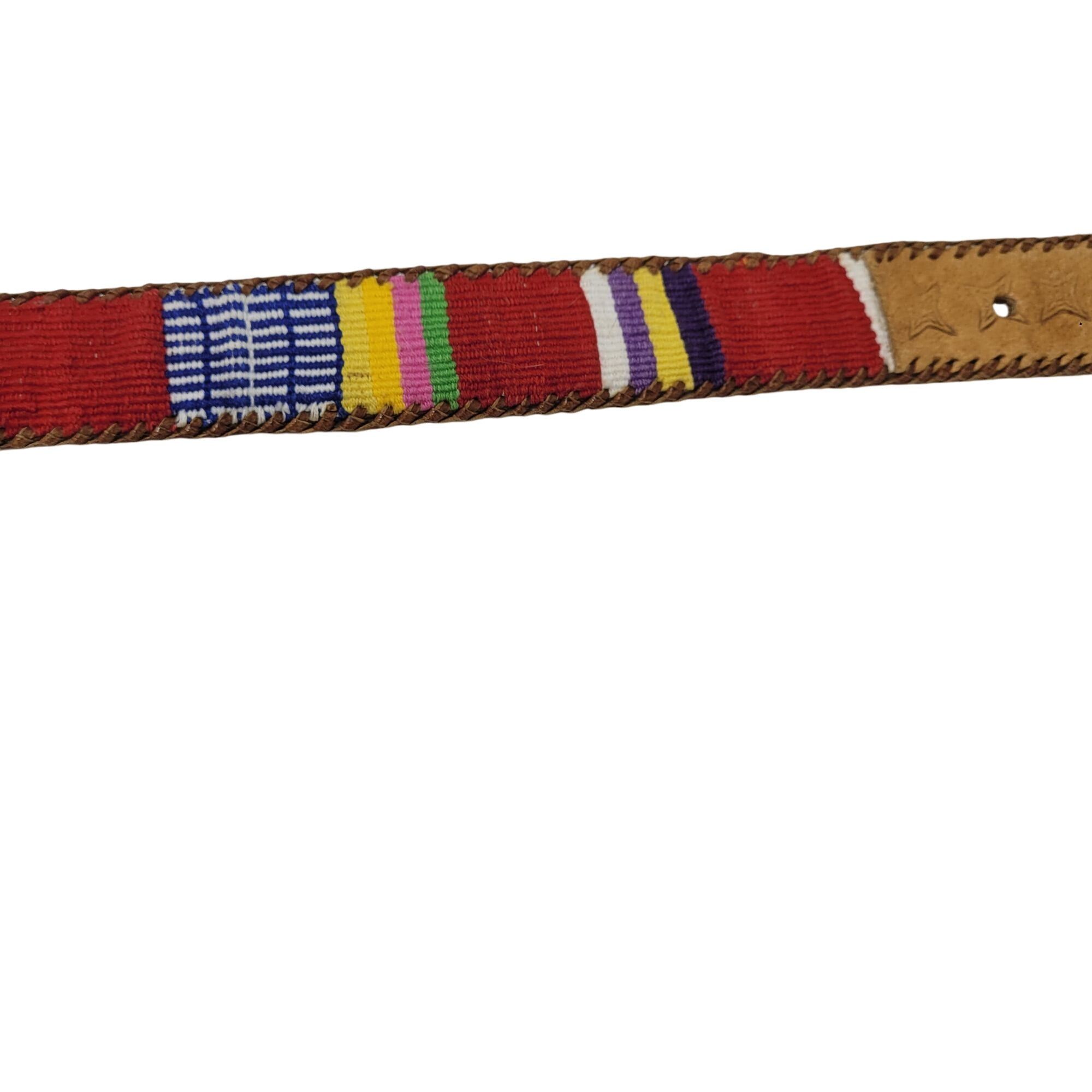 Vintage Vintage Handwoven Leather Patchwork Textile Belt M Southwest Size ONE SIZE - 7 Thumbnail