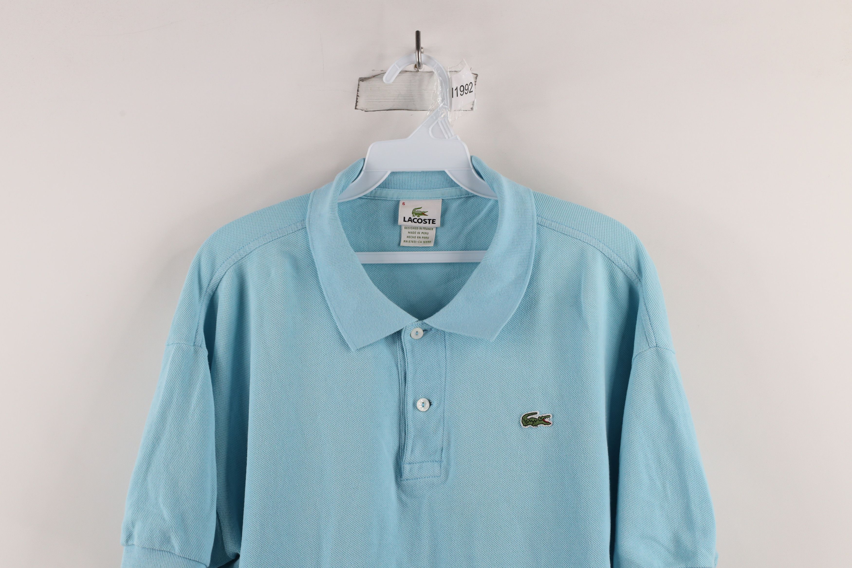 Lacoste × Vintage Lacoste Distressed Croc Logo Collared Golf Polo Shirt Blue Size US L / EU 52-54 / 3 - 2 Thumbnail