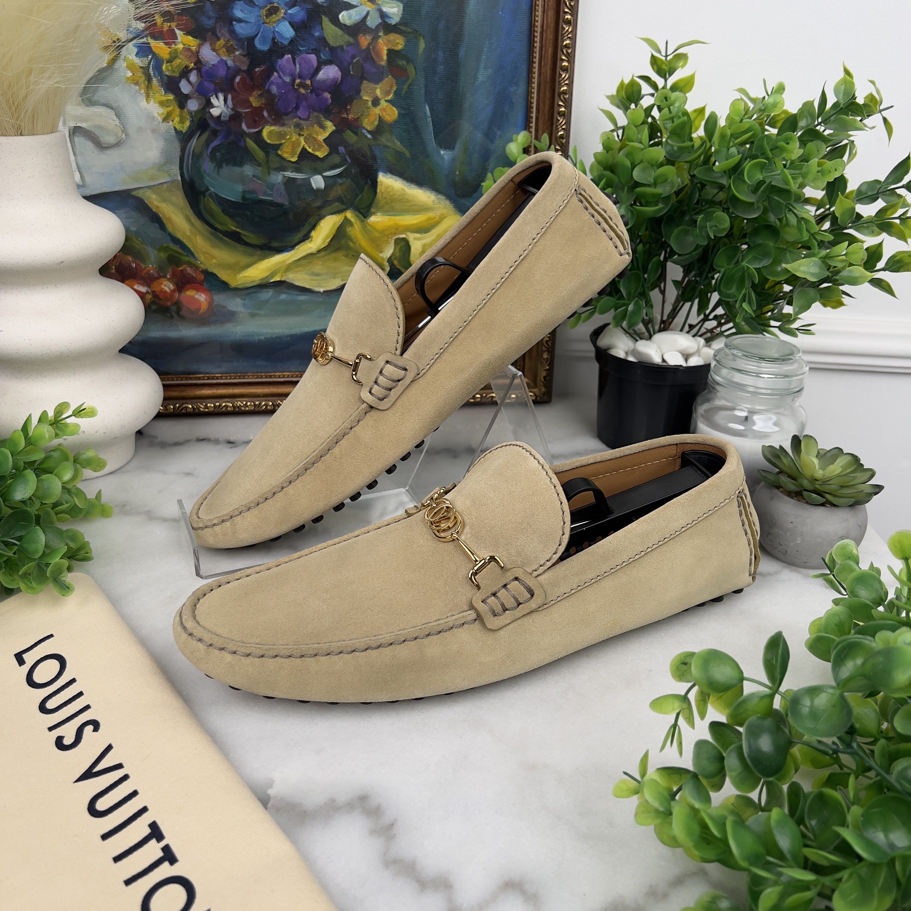 Louis Vuitton LV Driver Moccasins Beige Suede Size US 9 / EU 42 - 1 Thumbnail