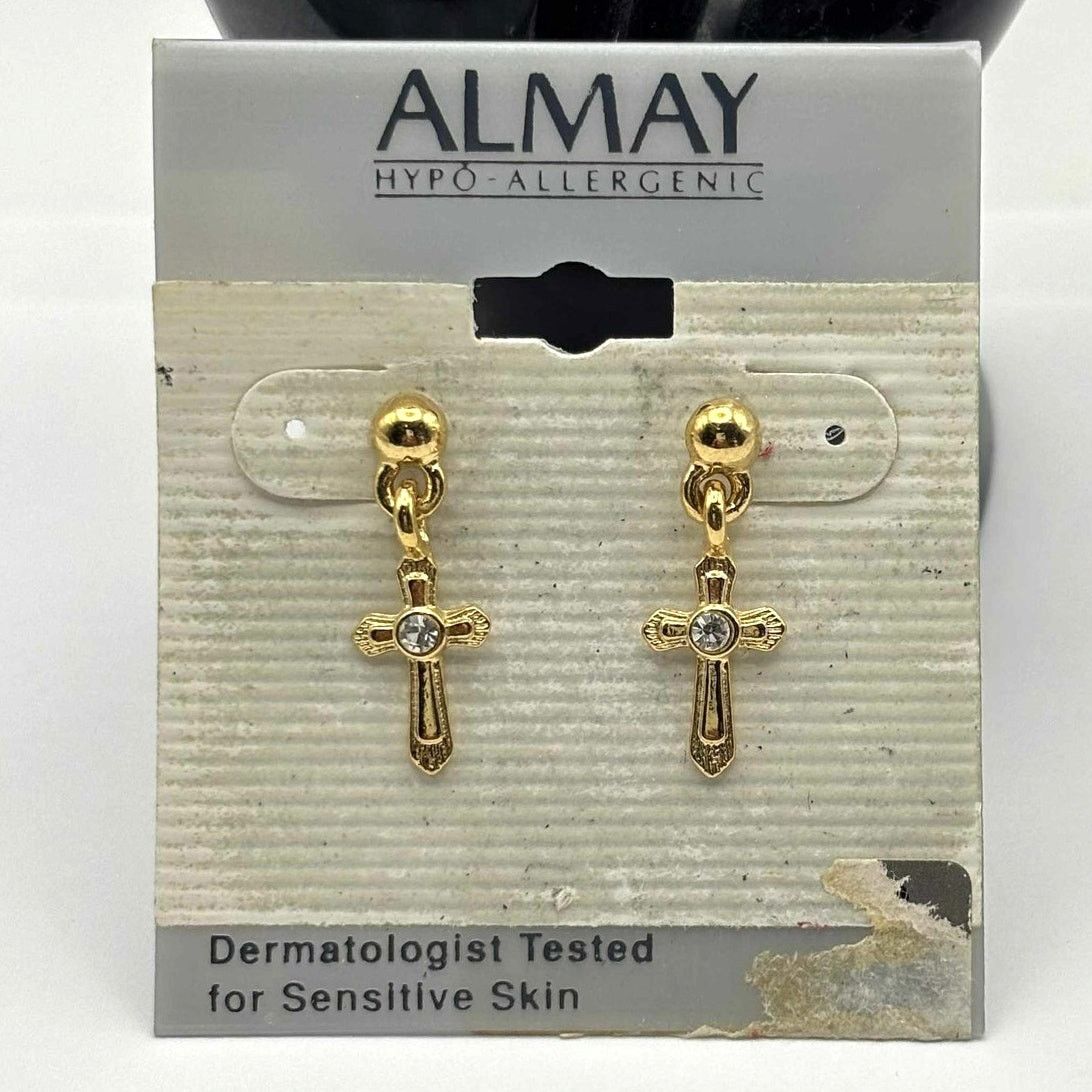 Other Gold Crystal Cross Almay Earrings Size ONE SIZE - 2 Thumbnail