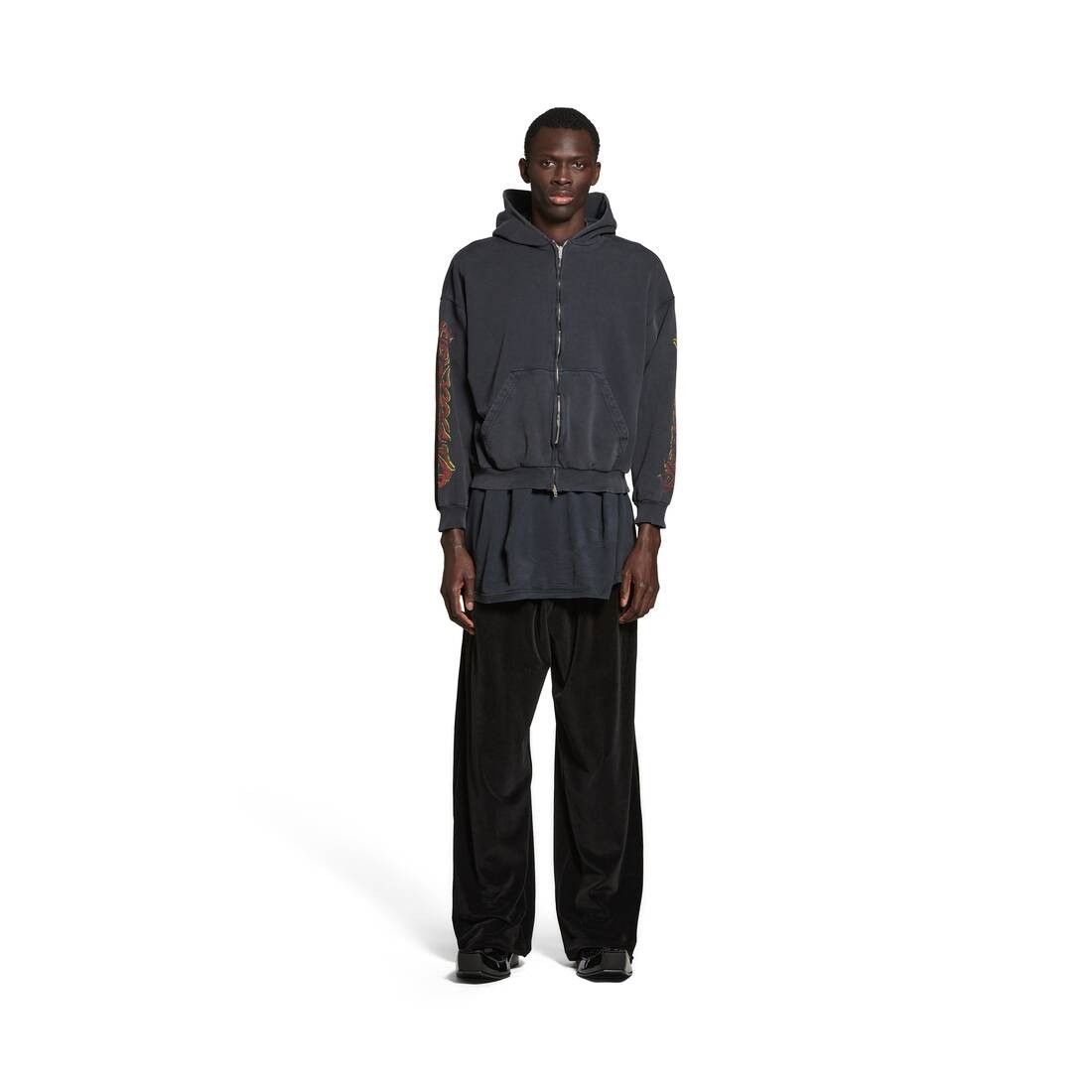 Balenciaga o1srvl11e0425 Offshore Zip-Up Hoodie Medium Fit Faded Black Size US S / EU 44-46 / 1 - 2 Thumbnail