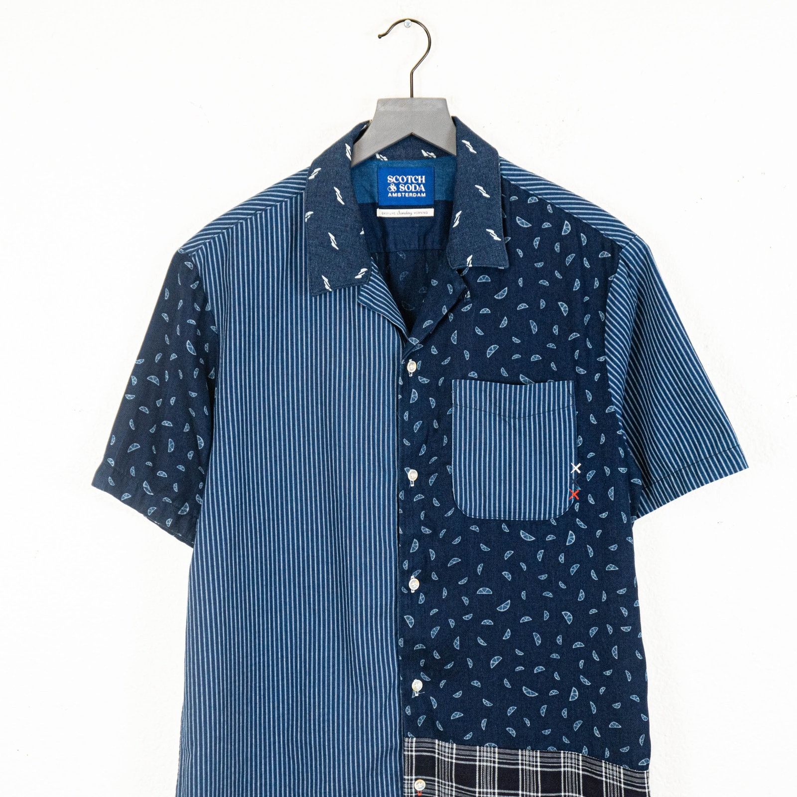 Scotch & Soda Scotch & Soda Patchwork Camp Short Sleeve Shirt indigo M Size US M / EU 48-50 / 2 - 6 Thumbnail