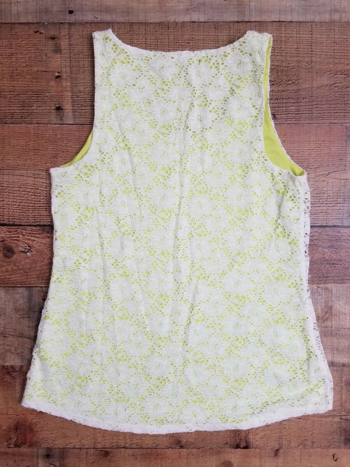 Designer Maurices Tank Top Medium Neon Yellow Lace Size M / US 6-8 / IT 42-44 - 3 Thumbnail