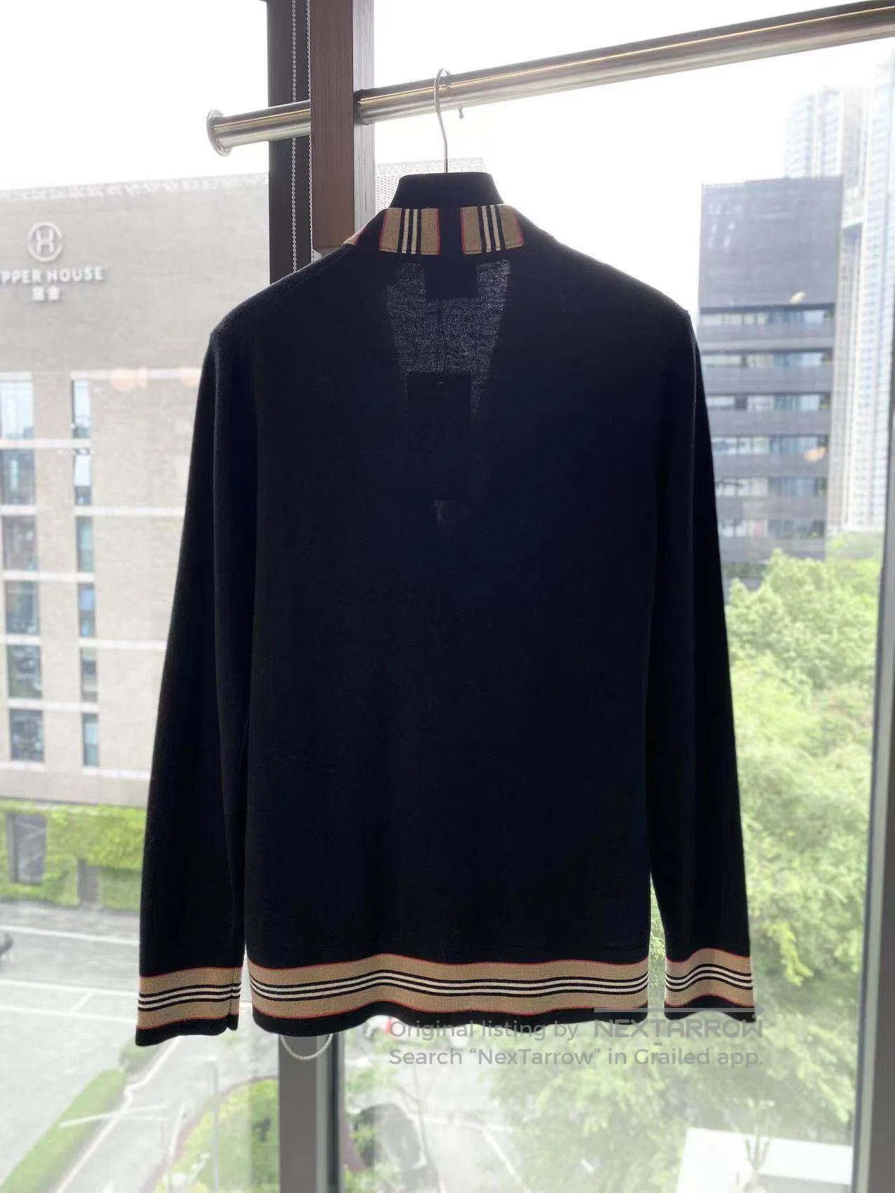 Burberry Burberry Wool Check Cardigan with Stripe Trim| Size M / US 6-8 / IT 42-44 - 3 Thumbnail
