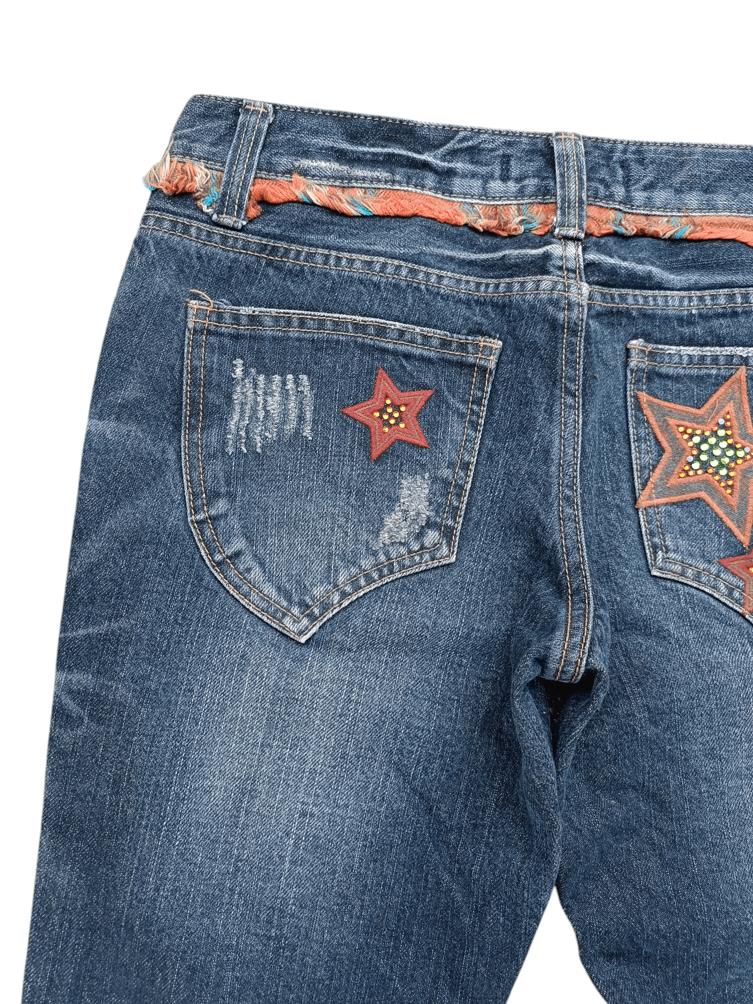Japanese Brand BUZZ SPUNKY Skinny Distressed Whiskers Faded Rare Design Size US 30 / EU 46 - 16 Thumbnail