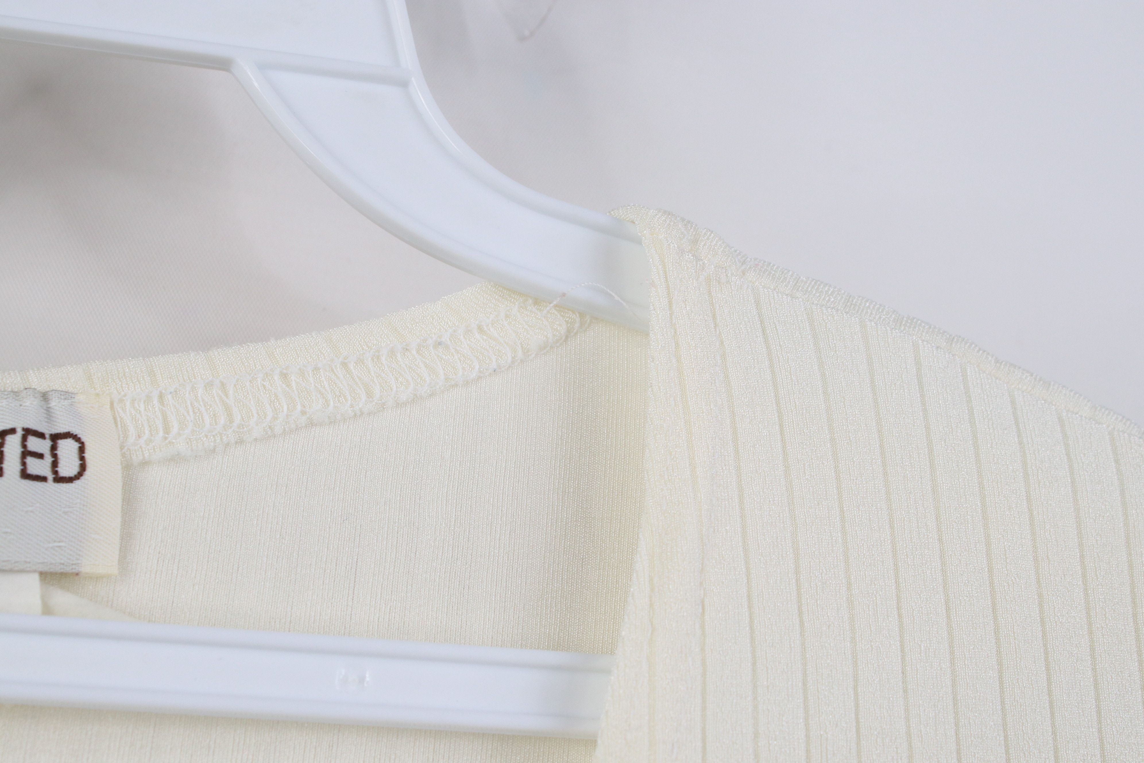 Vintage Vintage 90s Y2K Babydoll Stretch Knit T-Shirt Cream USA Size XL / US 12-14 / IT 48-50 - 5 Thumbnail