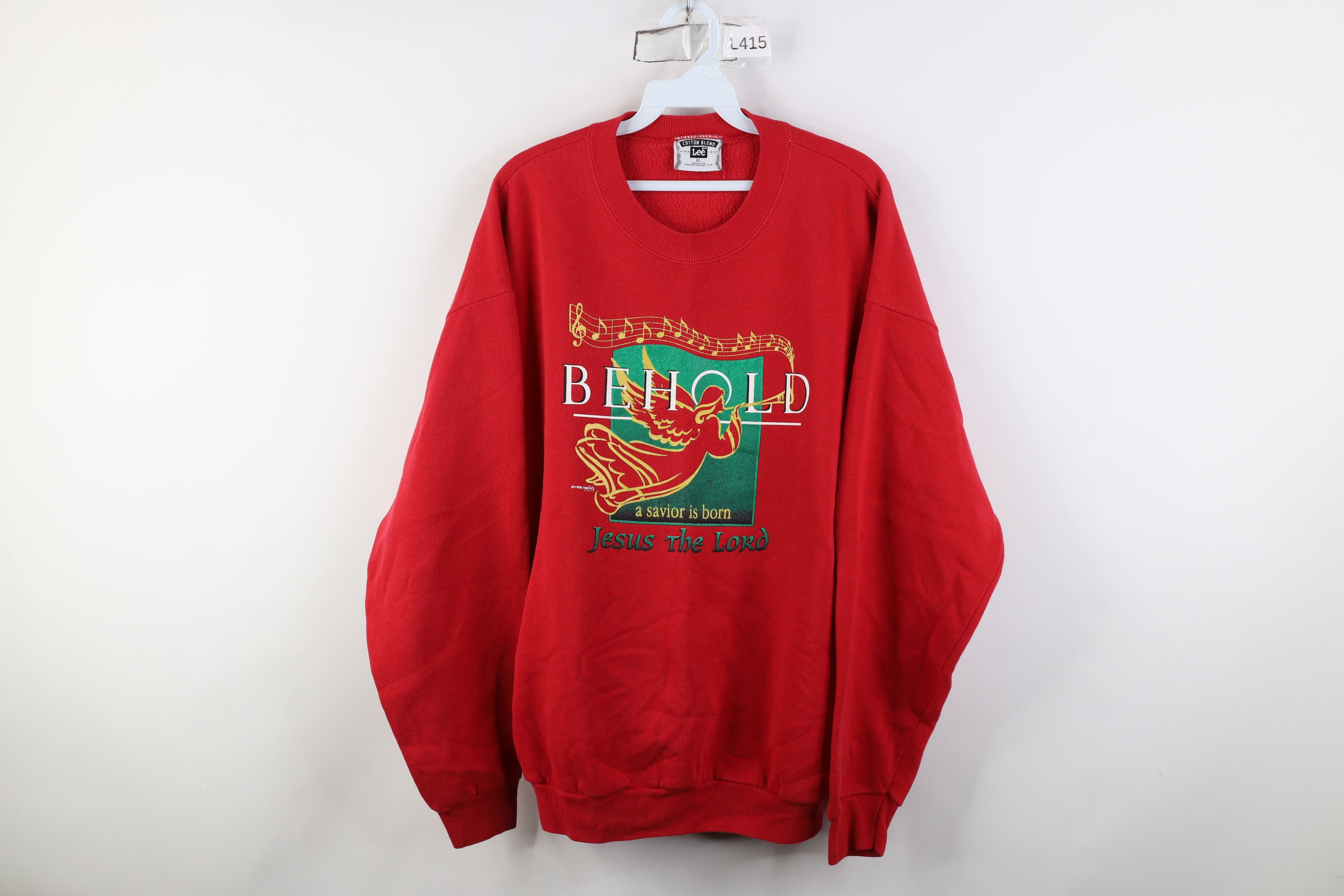 Vintage Vintage 90s Christian Behold A Is Born Jesus Sweatshirt Size XL / US 12-14 / IT 48-50 - 1 Thumbnail