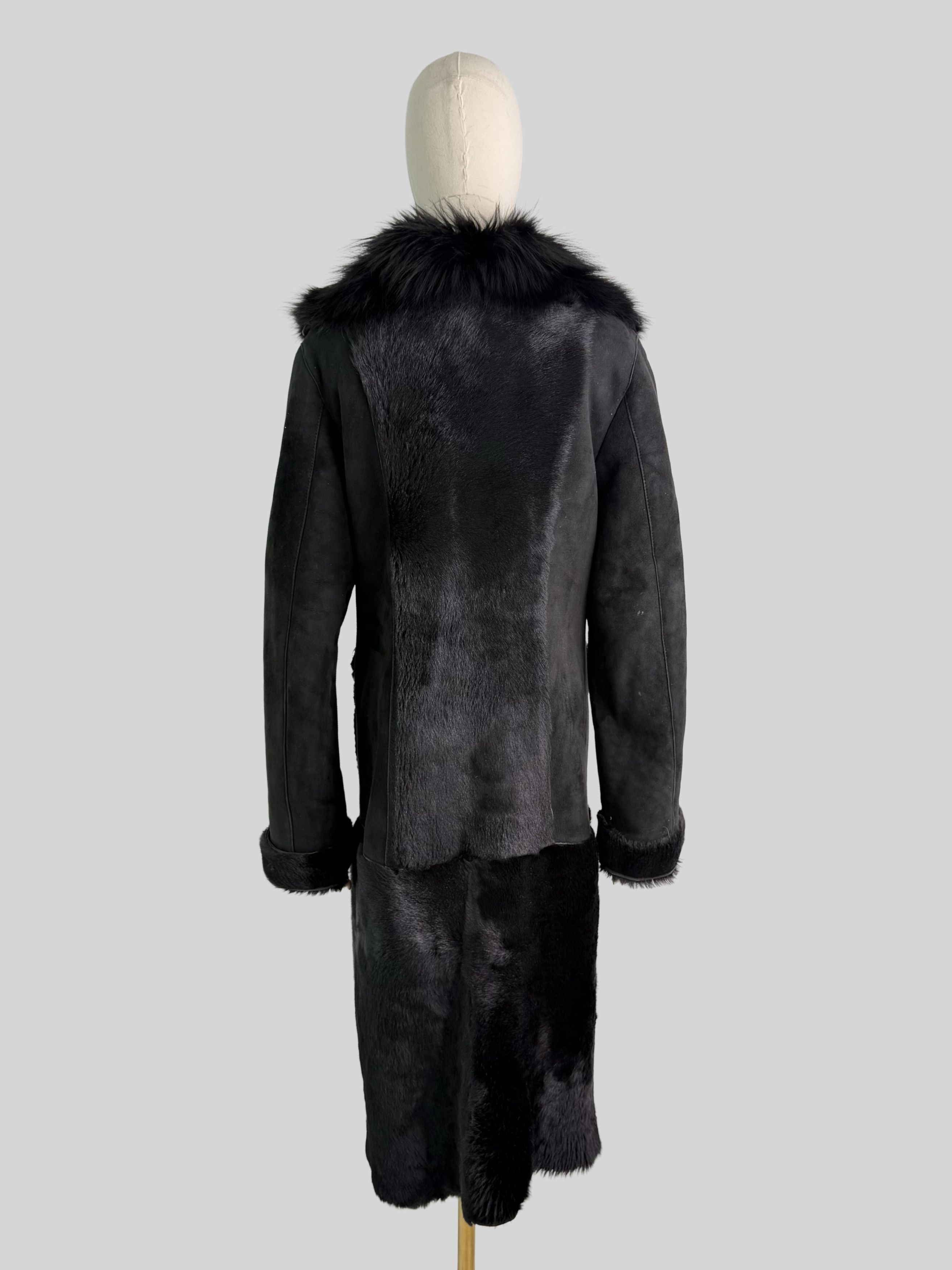 Vintage Vintage Shearling Leather Long Winter Coat Y2K Gothic Size M / US 6-8 / IT 42-44 - 4 Thumbnail