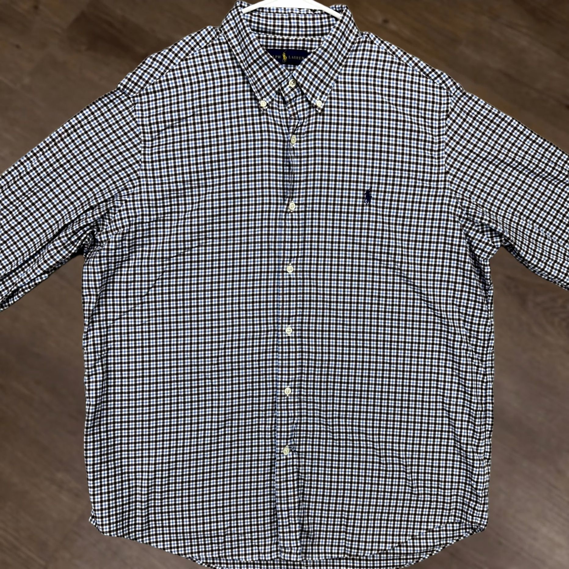 Ralph Lauren Ralph Lauren Mens Button Down Shirt XL Blue Brown White Plaid Pony Long Sleeve Size US XL / EU 56 / 4 - 1 Thumbnail