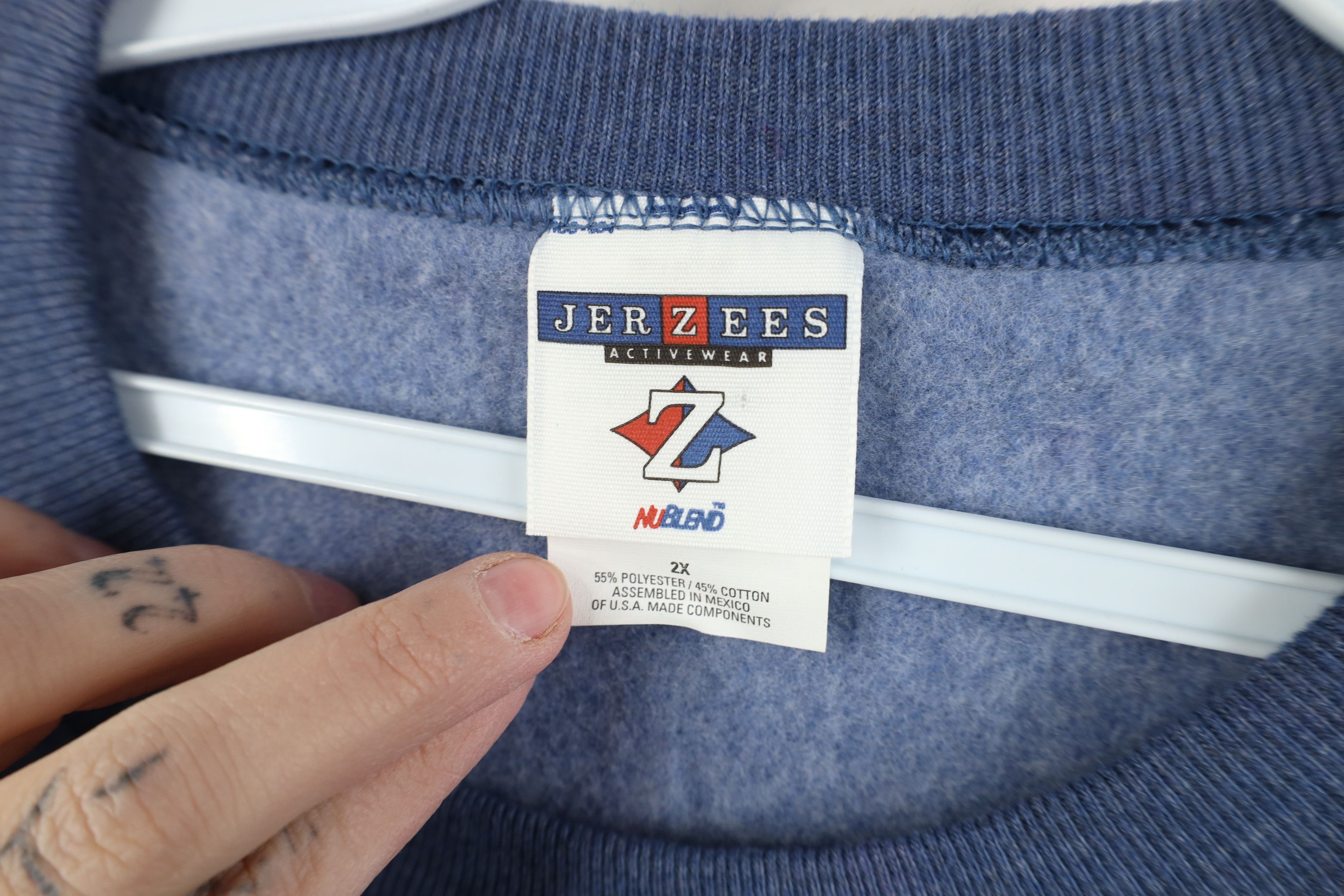 Vintage Vintage 90s Y2K Streetwear Blank Crewneck Sweatshirt Blue Size US XXL / EU 58 / 5 - 7 Thumbnail