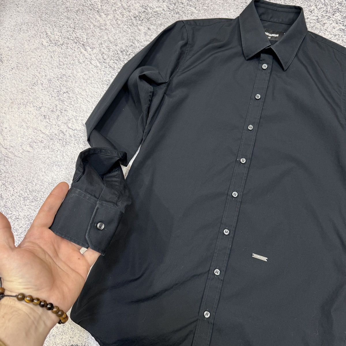 Dsquared2 Dsquared2 Mens Classic Black Cotton Shirt Metal Logo Plate S Size US S / EU 44-46 / 1 - 4 Thumbnail