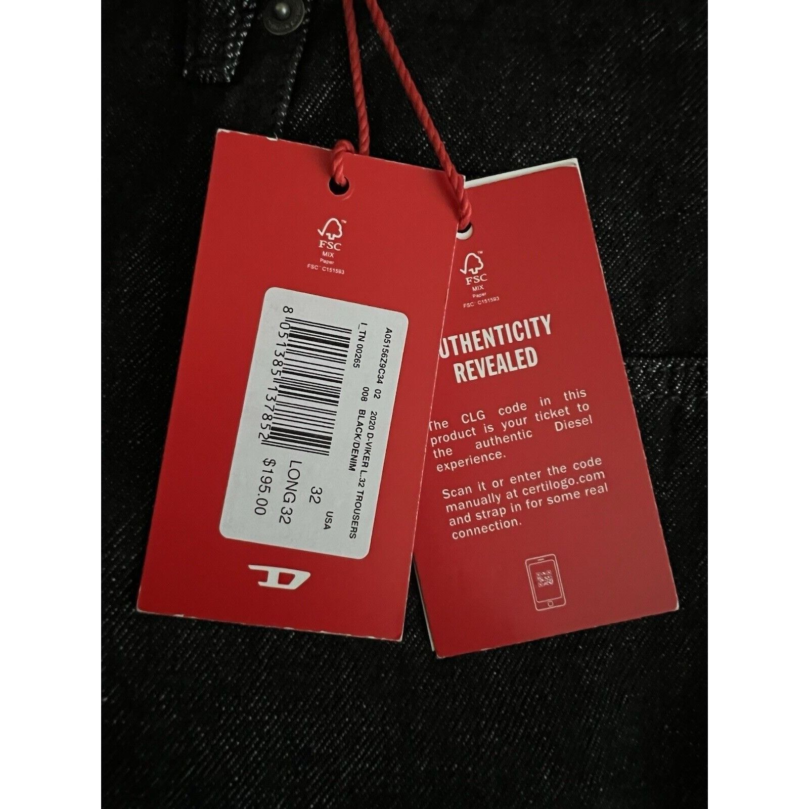 Diesel Diesel Mens Viker Straight Jeans Z9C34 Black $195 Size 32/32 Size US 32 / EU 48 - 8 Thumbnail