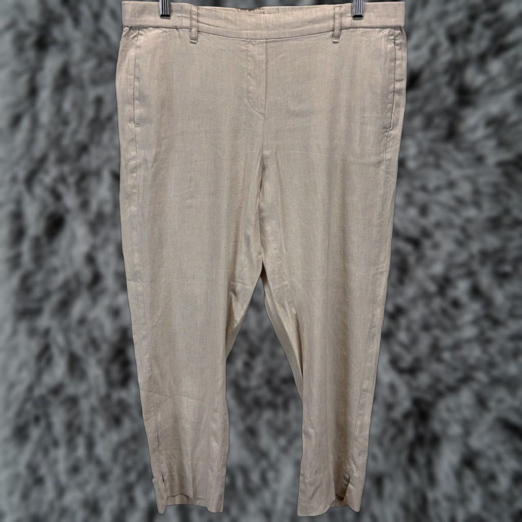 J. Jill J. Jill Women's Large Linen Ankle Pants Beige Size 36" / US 14 / IT 50 - 1 Thumbnail
