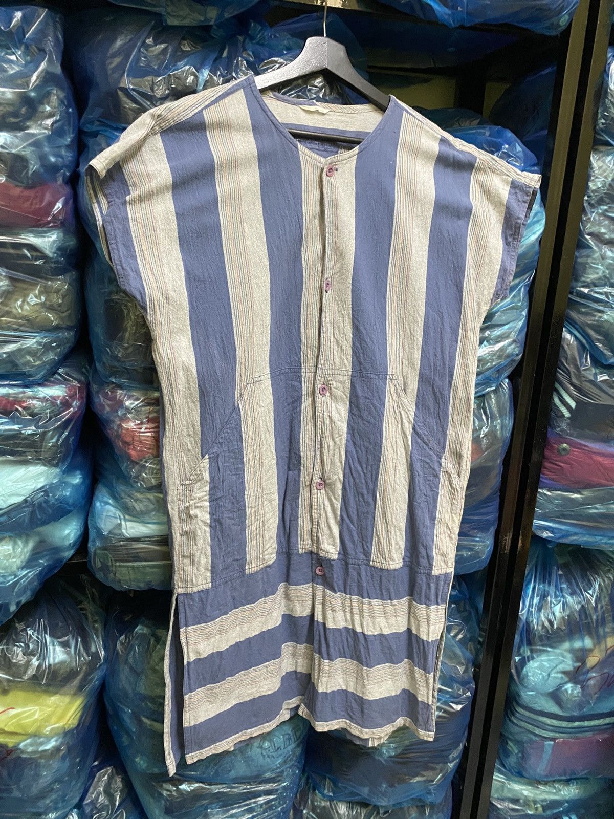Issey Miyake Vintage Issey Miyake Striped Cotton Apron Dress Japan Size L / US 10 / IT 46 - 5 Thumbnail