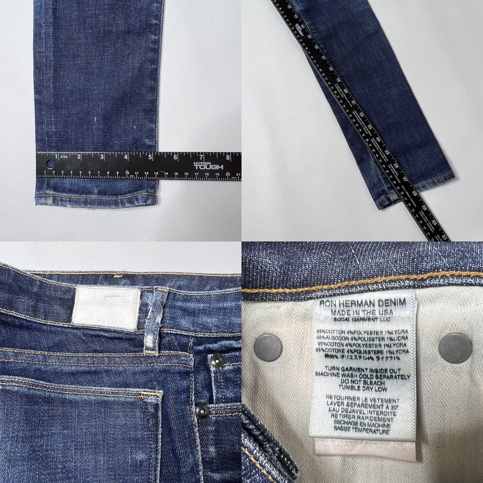 Denime Ron Herman Denim Jeans Size 25 Stretch Skinny RHW-01 29” Inseam Mens Women Adults Skinny Denim pants Blue 5-Pocket Distressed Vintage: No Size 42" / US 20 - 8 Thumbnail