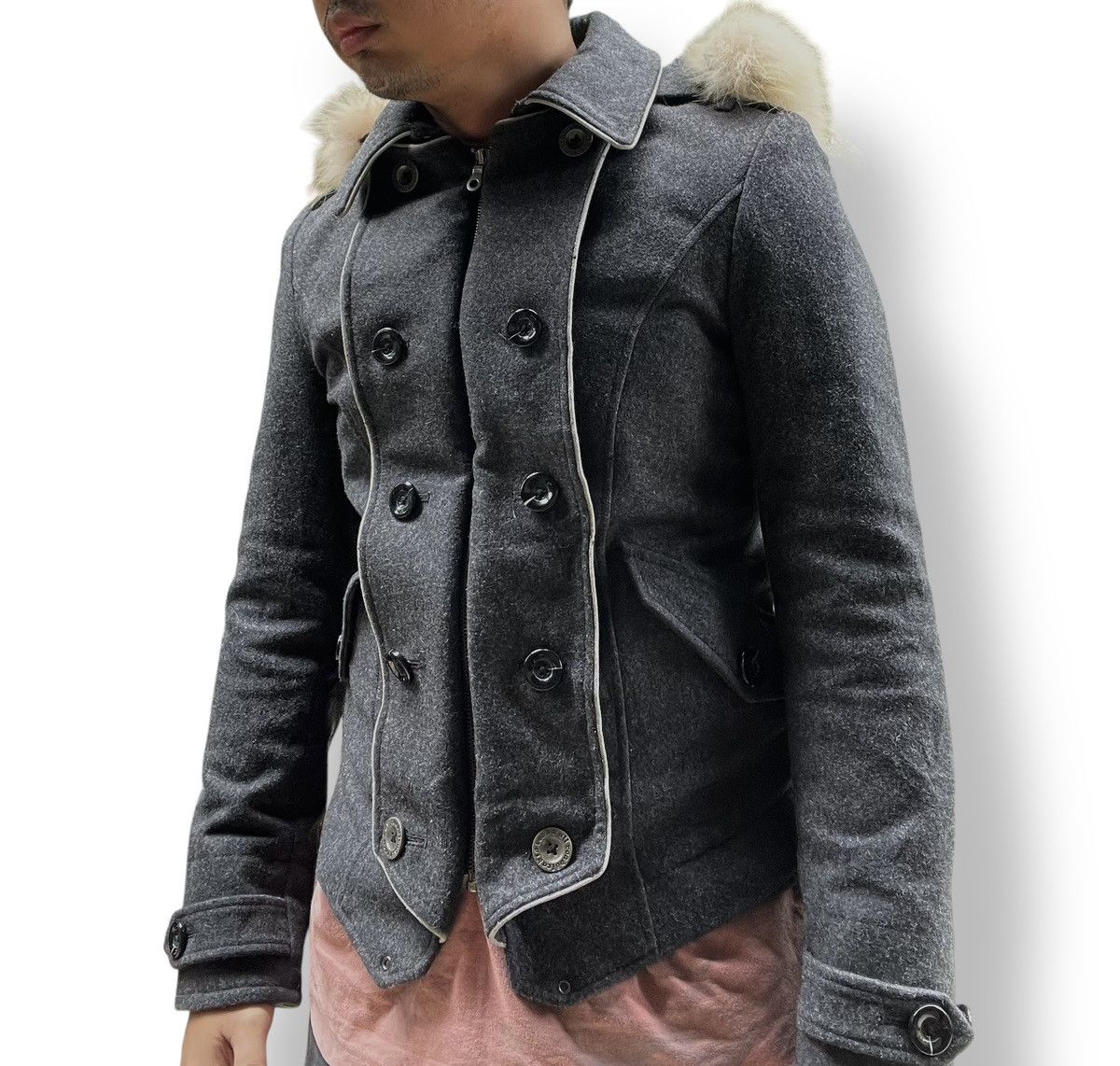 PPFM Archive🔥 PPFM Napolean Bondage Wool Fur Hood grey jacket Size US S / EU 44-46 / 1 - 18 Thumbnail