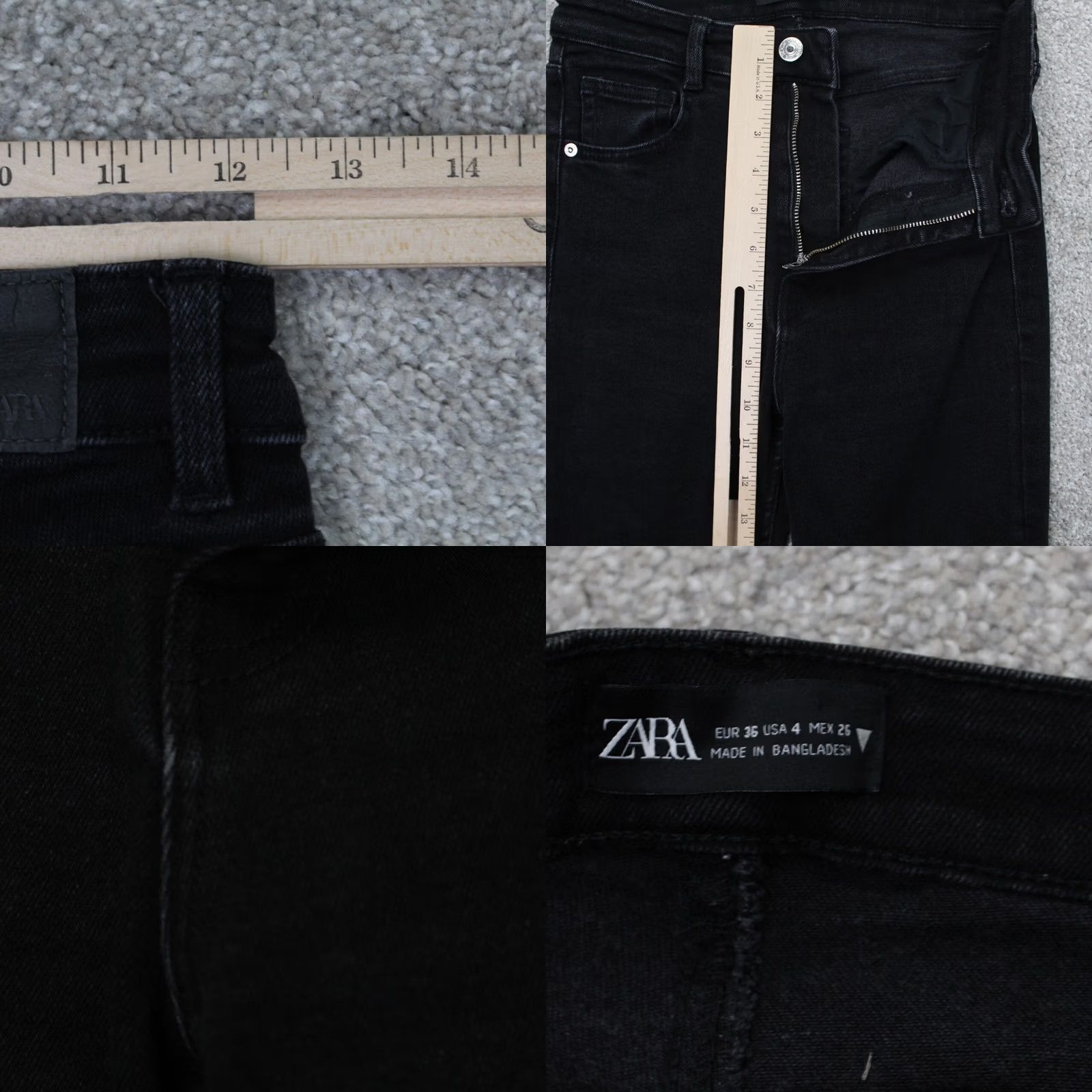 Zara Zara Jeans Womens 4 Black Organic Cotton Stretch Denim 27" Inseam Vintage No Size 27" / US 4 / IT 40 - 8 Thumbnail