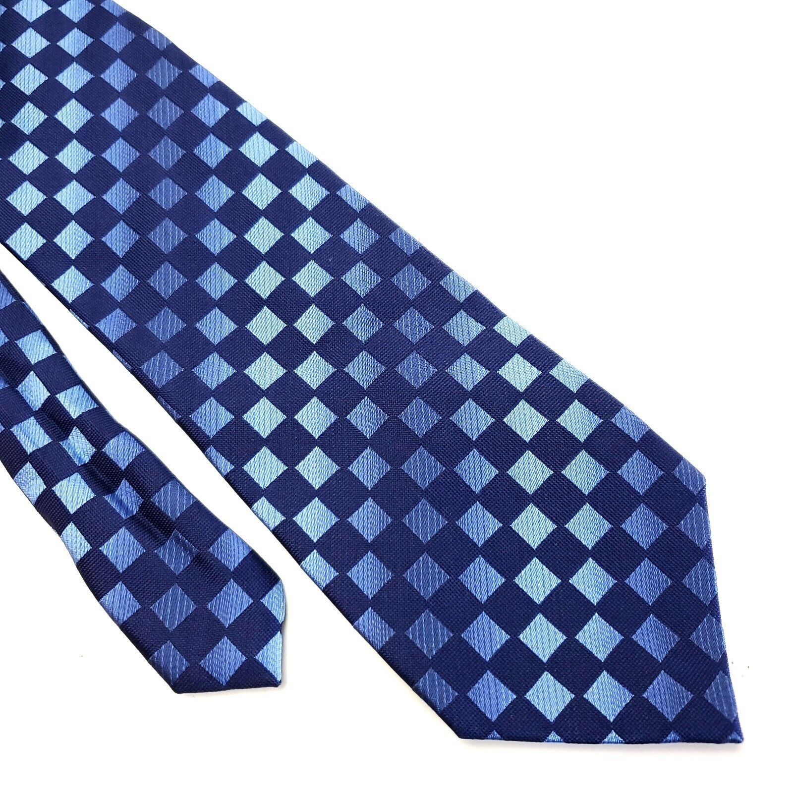 Kenneth Cole Kenneth Cole Reaction Blue Check Woven Silk Tie Size ONE SIZE - 1 Thumbnail