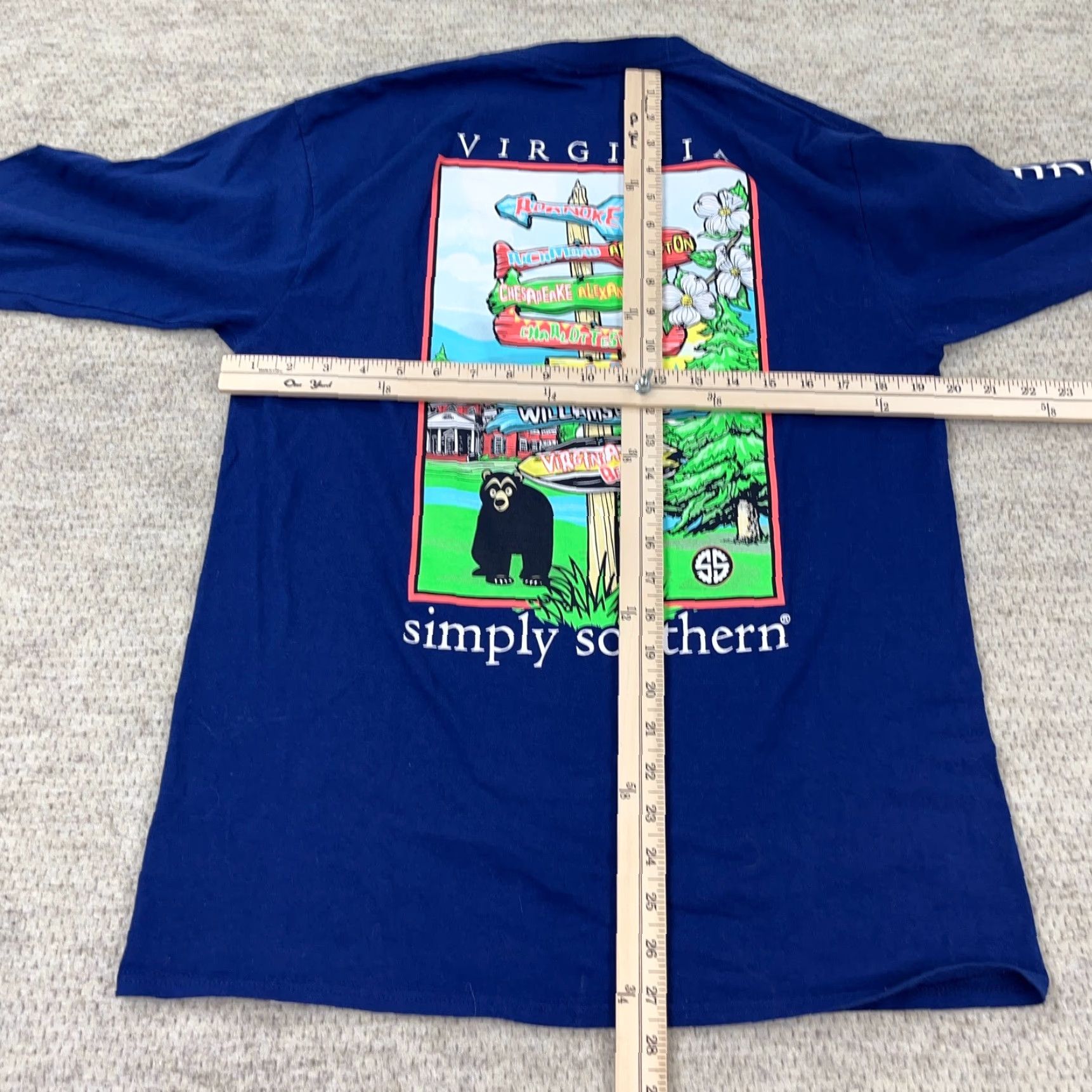 Spell Simply Southern Shirt Women Medium Blue Long Sleeve Virginia Bear Spell Out Size M / US 6-8 / IT 42-44 - 6 Thumbnail