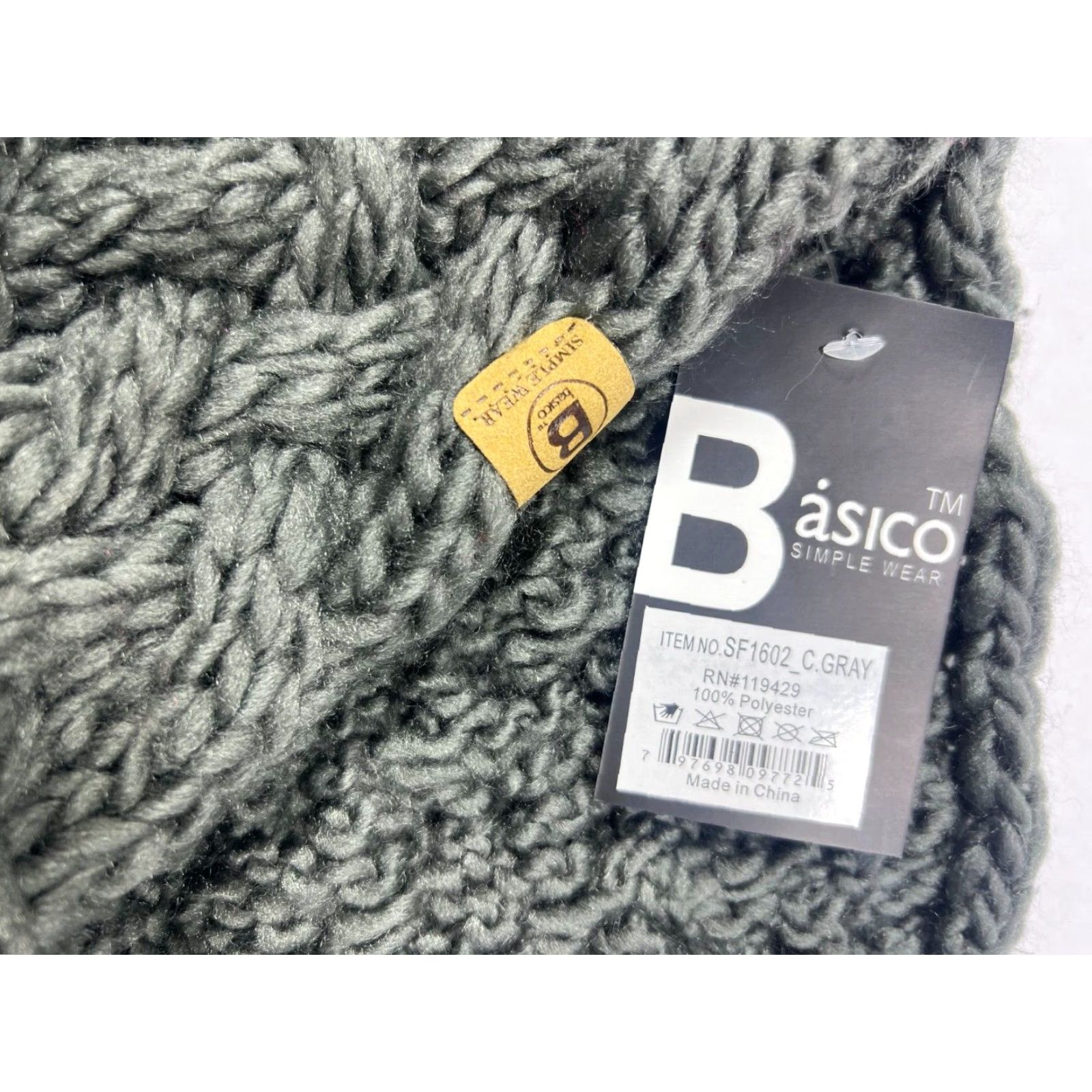 Vintage BASICO Winter Chunky Knitted Infinity Scarf Women Gray Charcoal Infinity Scarf Circle Loop Cable Warm Womens Winter Scarf Size ONE SIZE - 6 Thumbnail