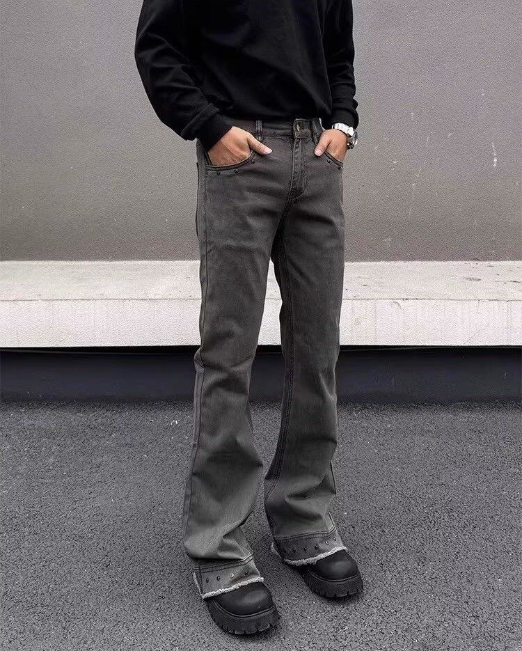 Japanese Brand Gray Flared Jeans, Stacked Jeans Size US 32 / EU 48 - 5 Thumbnail