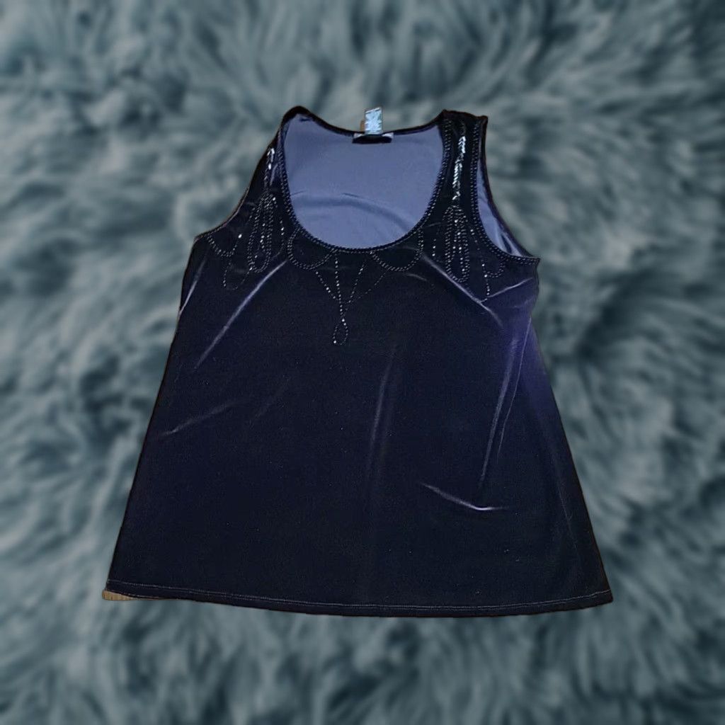 Velour Chelsea & Theodore Tank Purple Velour Embellished L Womens Tank Top Large Purple Velour Embellishments Women Size L / US 10 / IT 46 - 1 Thumbnail