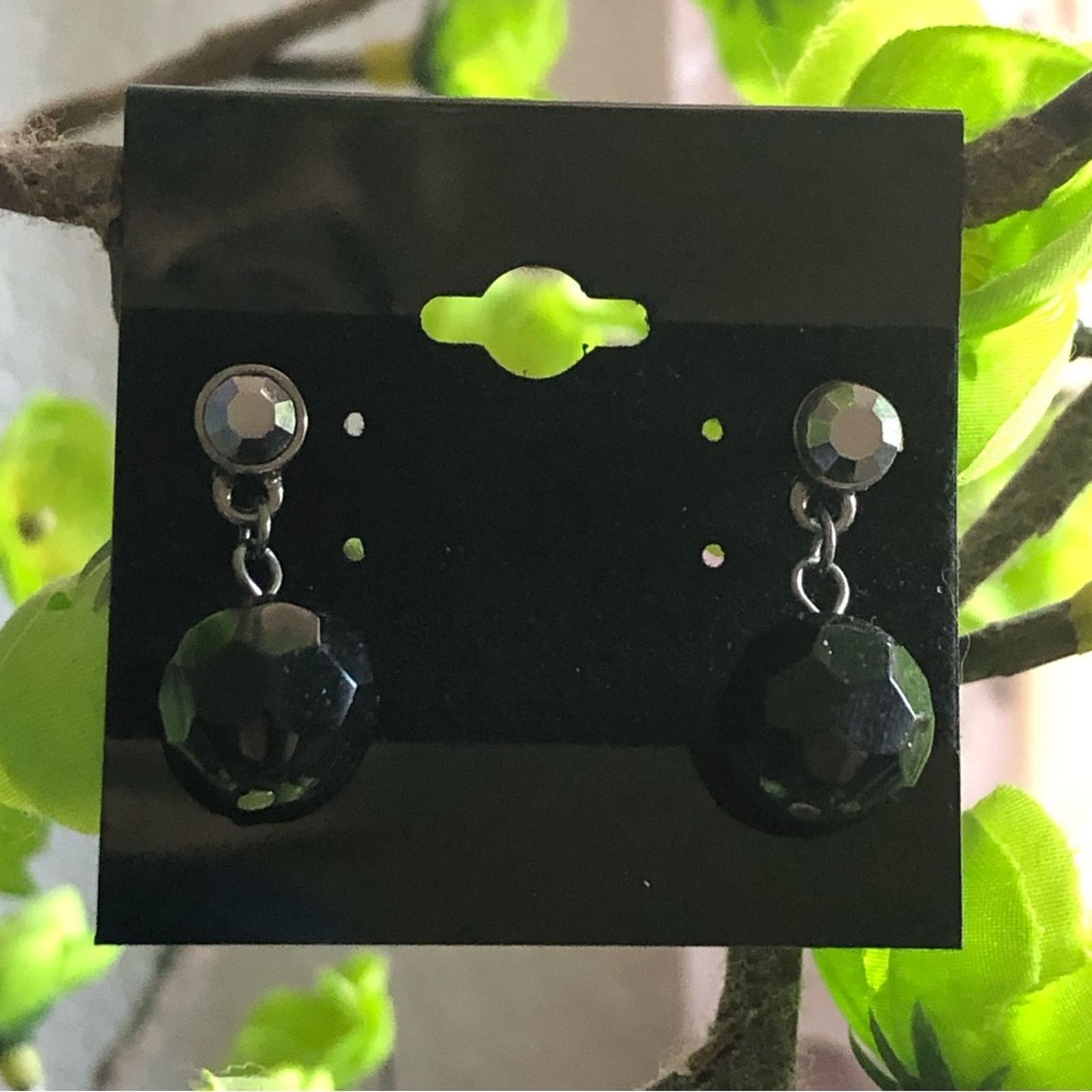 Vintage Vintage faceted black glass crystal rhinestone earring Size ONE SIZE - 3 Thumbnail