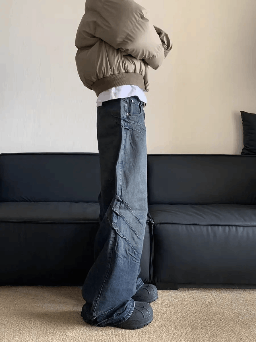 Japanese Brand × Vintage Old Wash Blue Loose Wide Leg Jeans Size US 34 / EU 50 - 4 Thumbnail