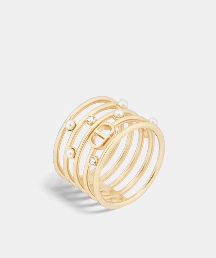Dior Dior D-BACKSTAGE RING Gold-Finish Metal White Resin Pearls Size ONE SIZE - 4 Thumbnail