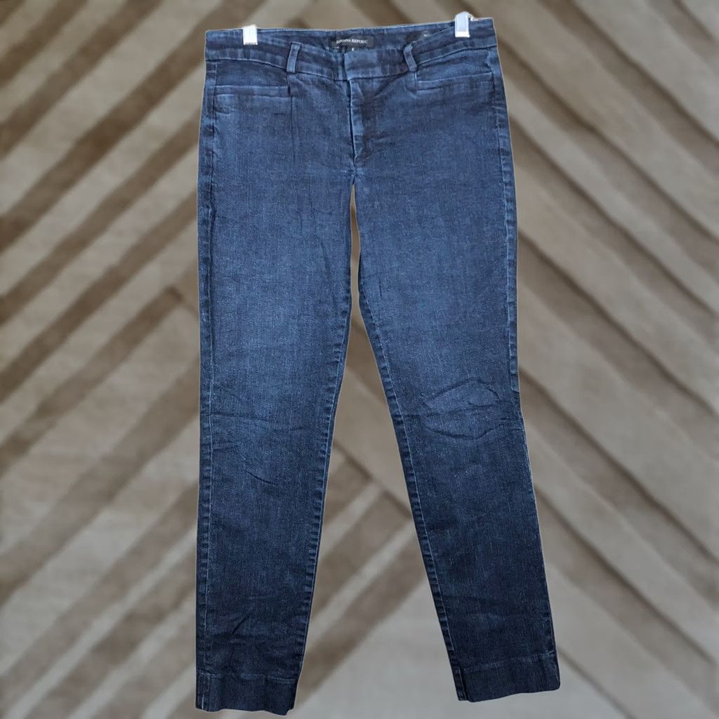Banana Republic VINTAGE Banana Republic Womens Jeans Dark Blue Denim Mid Rise Sloan Fit Stretch 6 Size 30" / US 8 / IT 44 - 1 Thumbnail