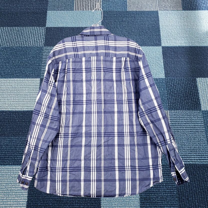 Tasso Elba Tasso Elba Button-Up Shirt Men XL 17-17.5 Blue Plaid Long Sleeve Pocket Collared Classic Designer Mens XL Blue Plaid Shirt Size US XL / EU 56 / 4 - 1 Thumbnail