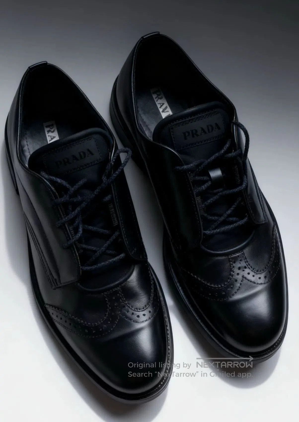 Prada Prada Men's Black Brogue Leather Shoes. Size US 7 / EU 40 - 2 Thumbnail