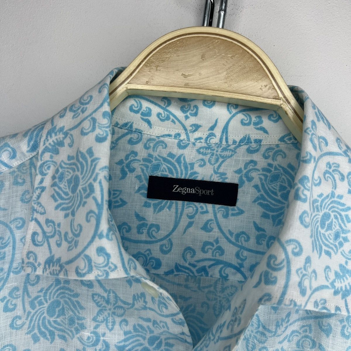 Designer × Ermenegildo Zegna × Z Zegna Ermenegildo Zegna Shirt Button Up Linen Blue Full Print Size US L / EU 52-54 / 3 - 5 Thumbnail