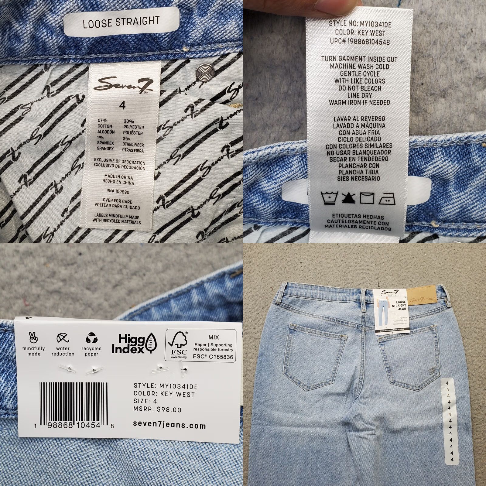 Vintage Seven7 Jeans Womens Size 4 Blue Premium Denim High Rise Loose Straight Leg MY10341DE Size 27" / US 4 / IT 40 - 8 Thumbnail