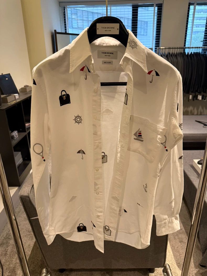 Thom Browne Thom Browne size2 Embroidered shirt with white embroidery Size US M / EU 48-50 / 2 - 1 Thumbnail